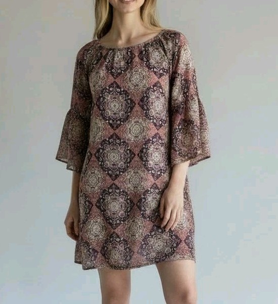 Vtg Jody California Dress 90s Med Paisley Bell Lagenlook Boho Cottagecore USA