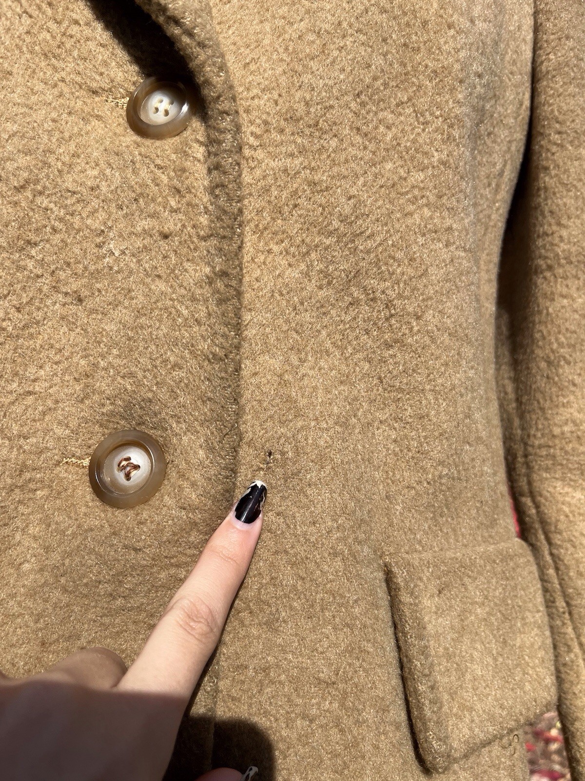 Vintage 1950s 1960s Brown Button Down Wool Peacoat Womens S/M Double Breasted