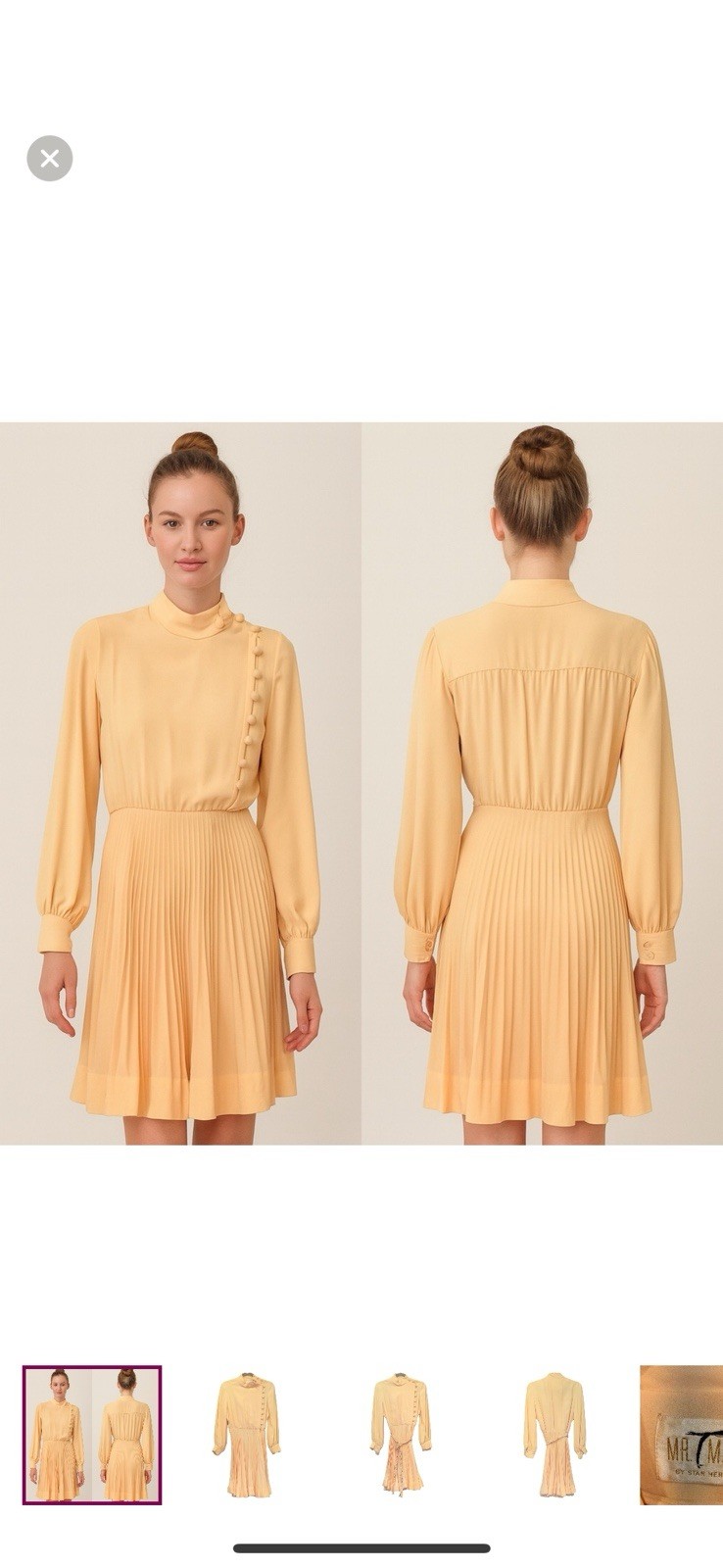 VTG Mr. Mort By Stan Herman Peach Dress Pleat skirt braid belt Sz 9 1960’s. AR16