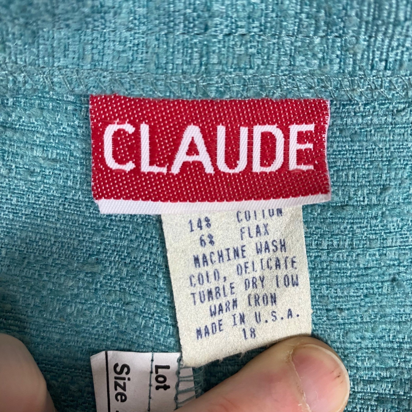 Claude Vintage Pleated High Waisted Cotton Linen Shorts Womens 18 Teal Blue