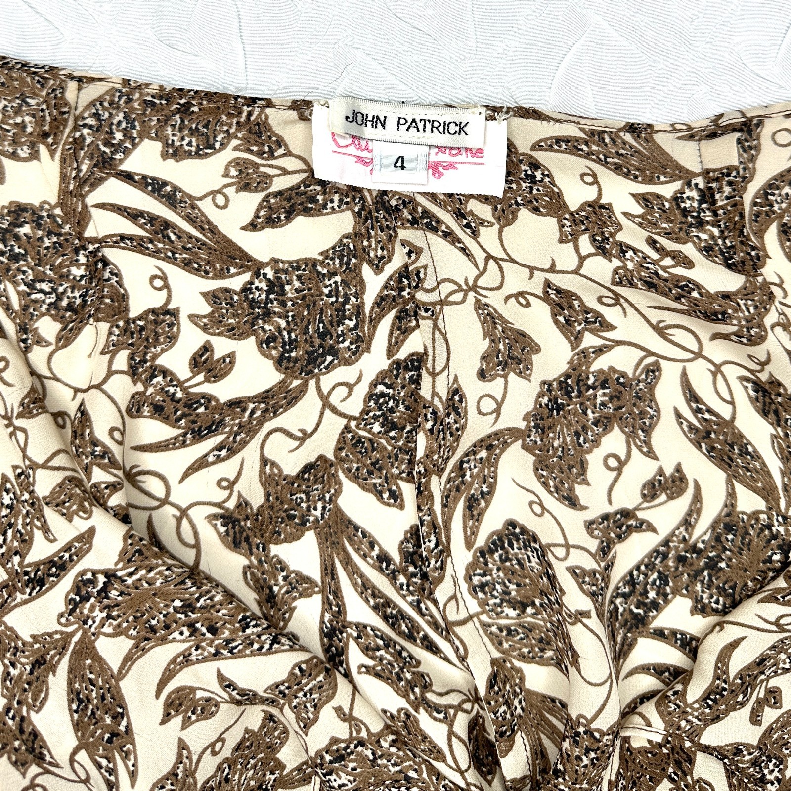 Vintage John Patrick 100% Silk Sarong Size 4 Elevated Beach Resortwear Botanical