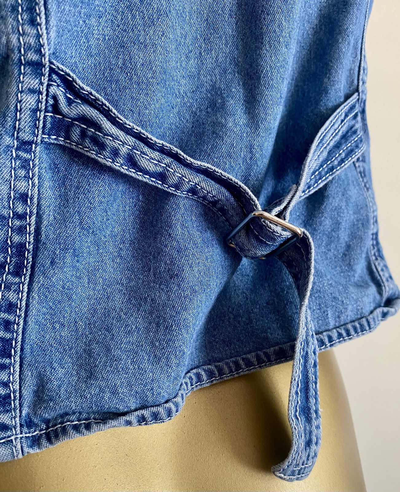 Vintage Sleeveless Denim Vest Top Pearl Snap Y2K 90s Festival Western Size M