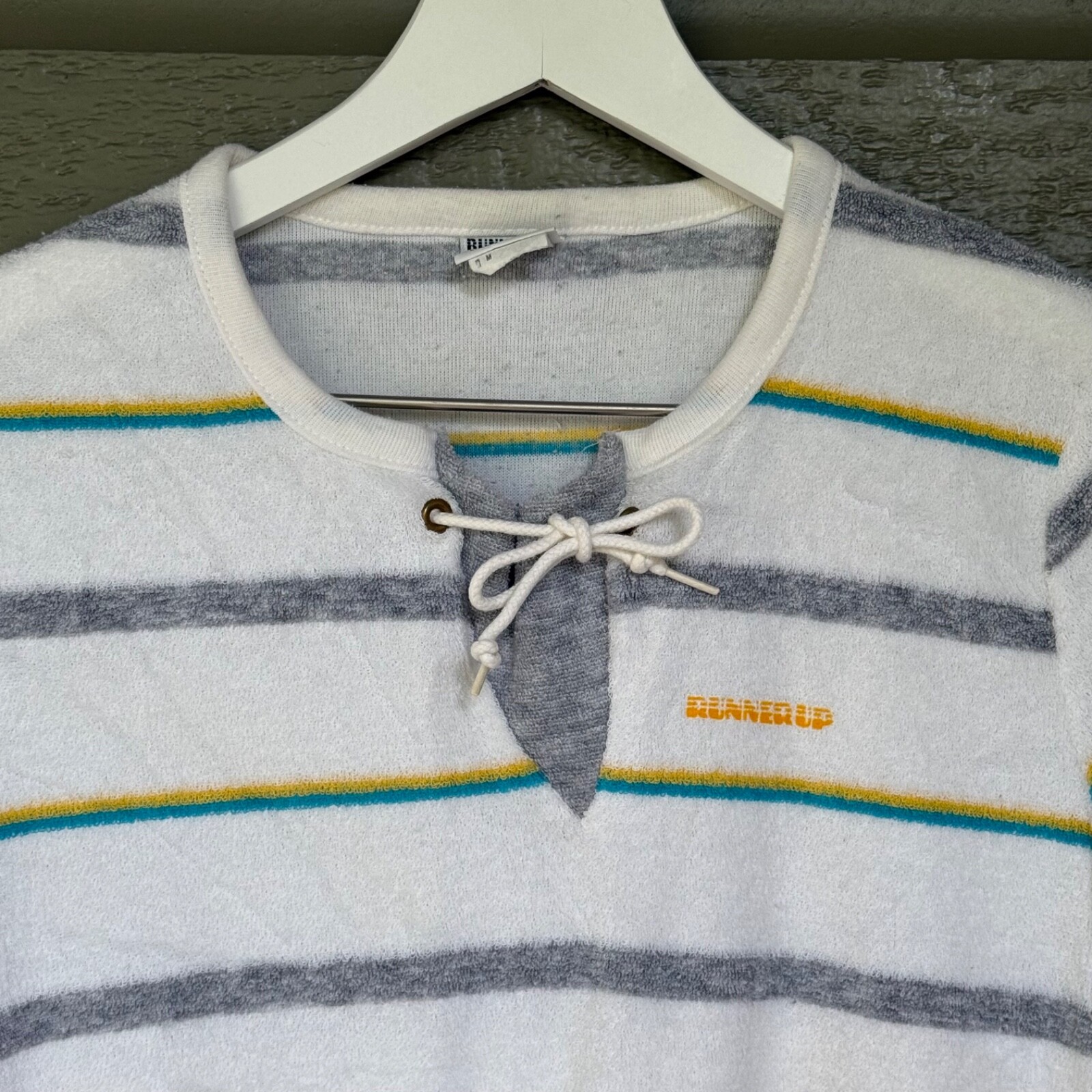 Vintage Women’s Knit Top Runner Up by Argo Medium Made in USA Terrycloth Stripes