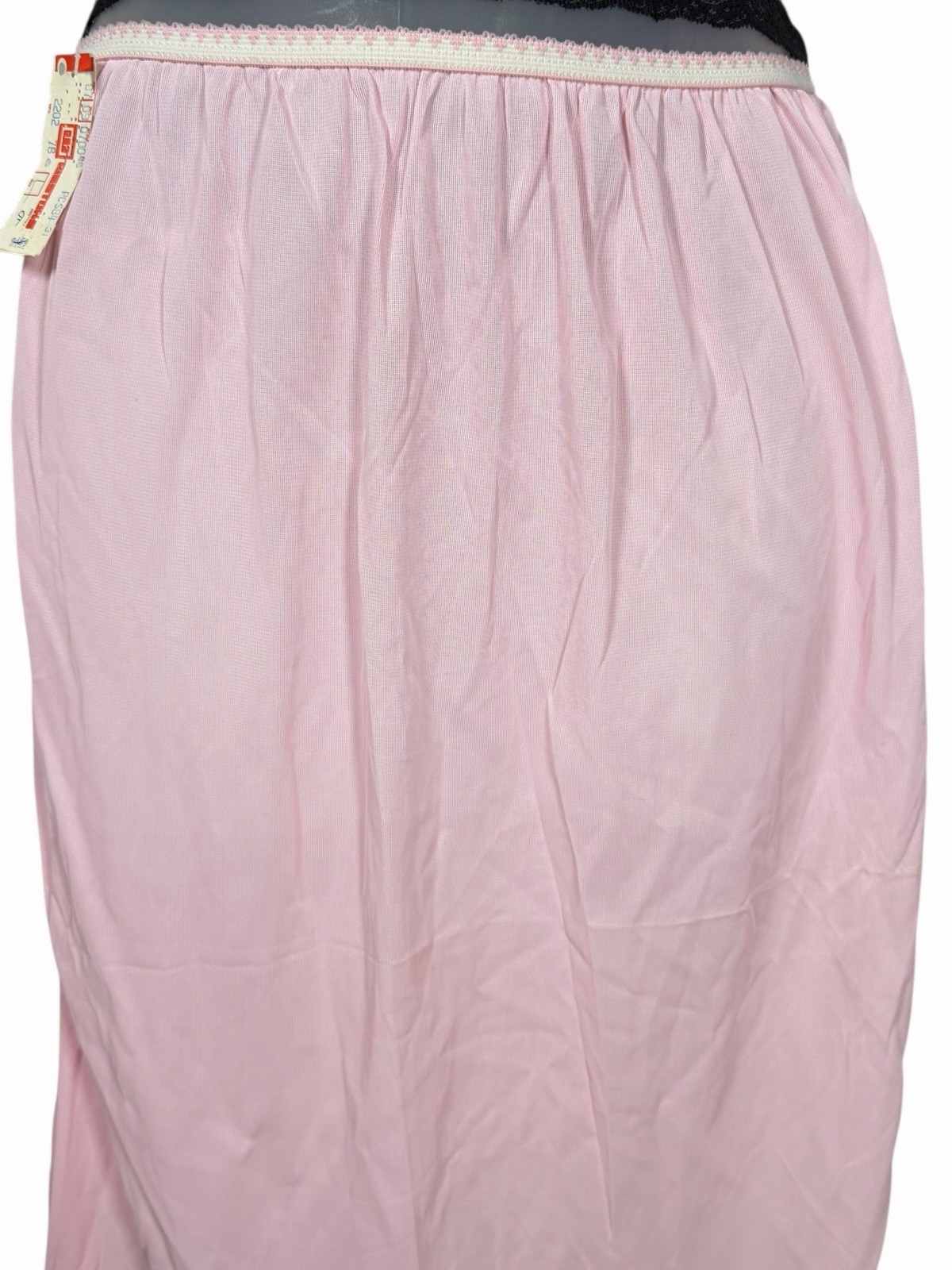 Pink Skirt Half Slip W/ Floral Embroidery & Lace Trim Vintage 60s/70s Coquette L