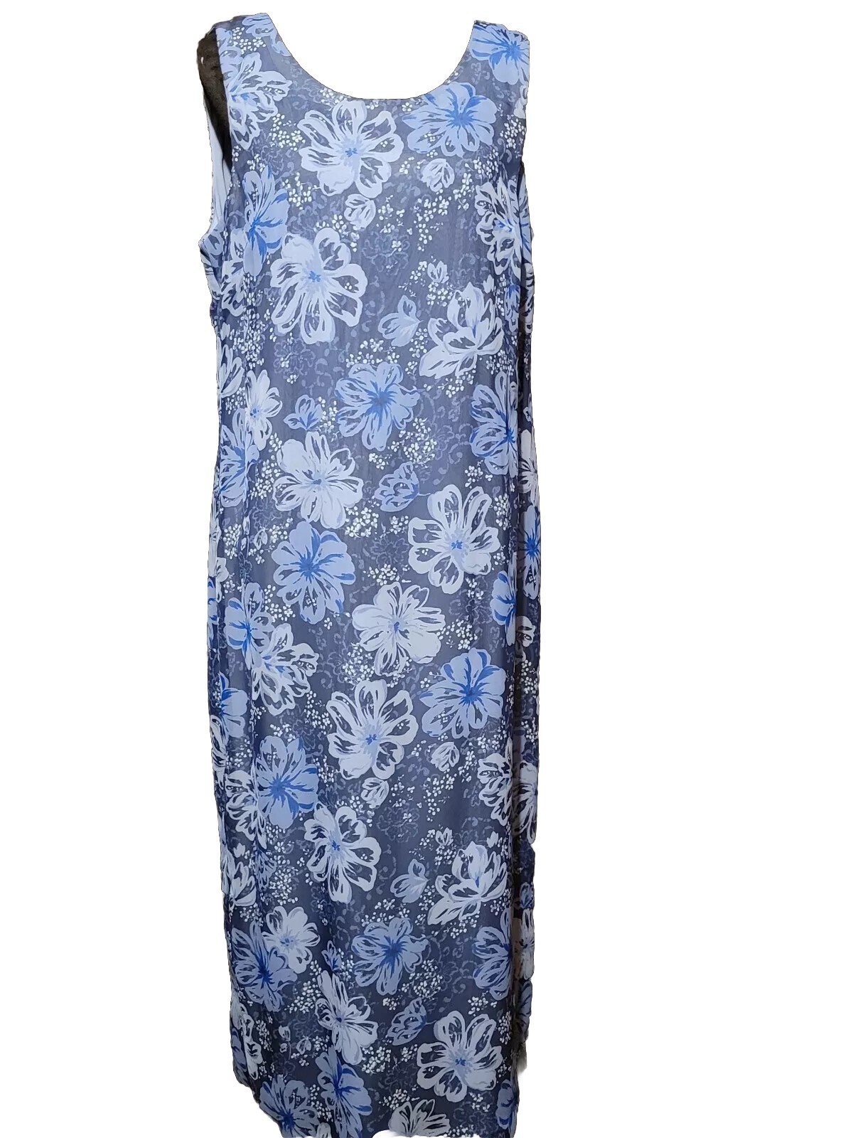 VTG 1980’s MISS DORBY SLEEVELESS LONG FLORAL DRESS w BLUE DRESSY JACKET SIZE 16