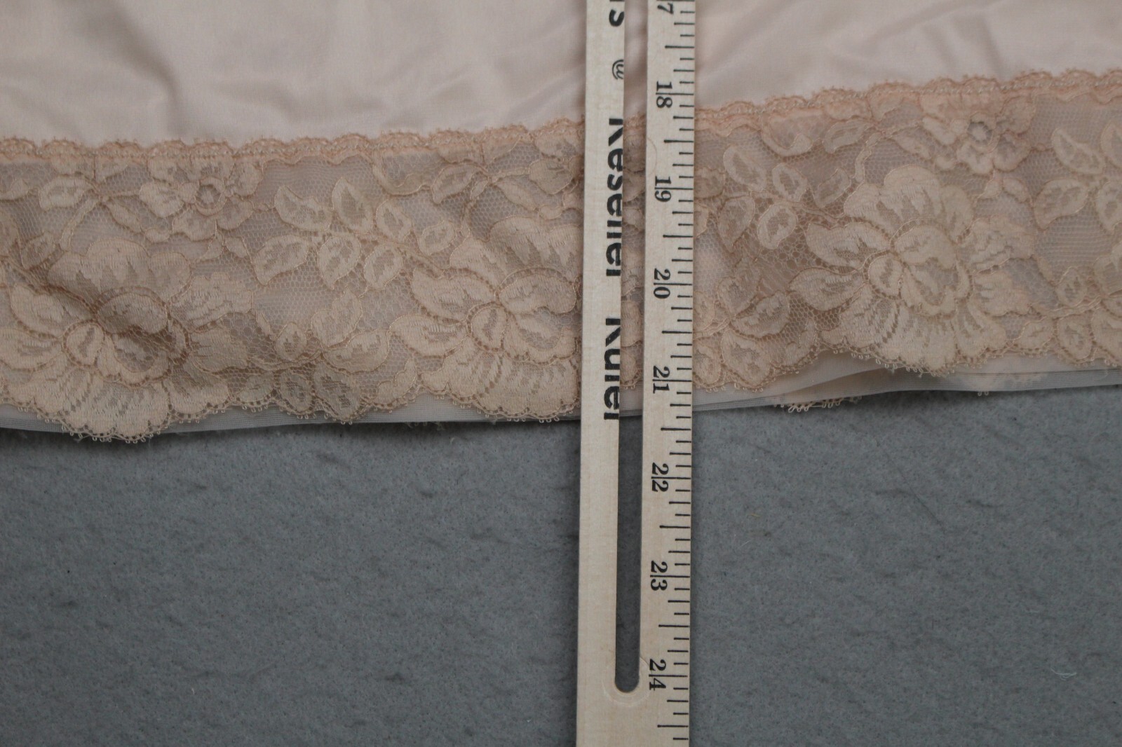 Vintage Sears Half Slip Womens Small Lace Nylon Skin Tone Floral Hem 1960s