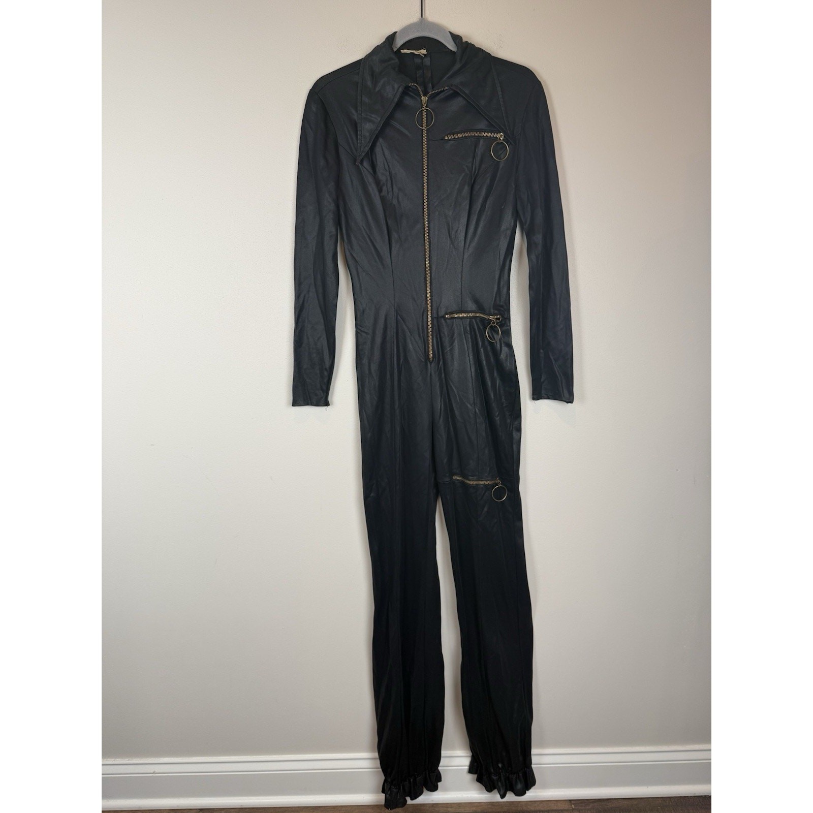 Vintage New Leaf California Black Jumpsuit Disco Jumpsuit Gold Zipper Sexy 70’s