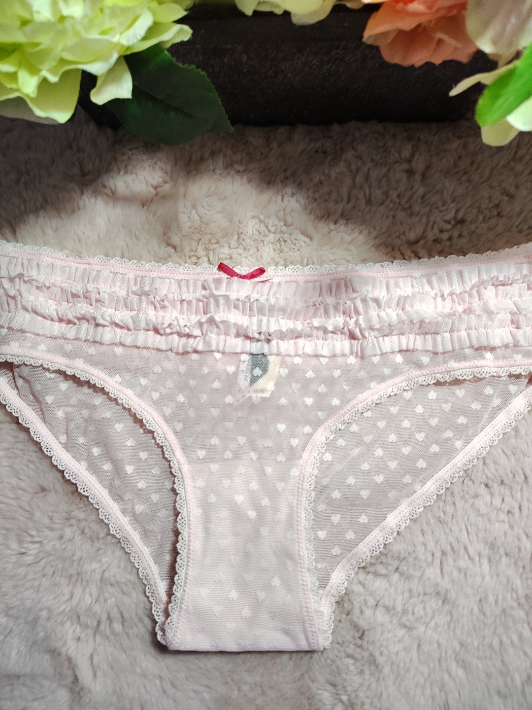 Vintage Victoria’s Secret Sexy Little Things Heart Mesh Ruffle Hipsters Small
