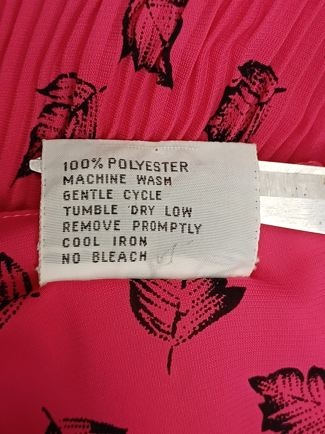 Vtg J.B. Too Pink Dress Floral Leaves Short Sleeves Secretary Drop Waist Sz 16