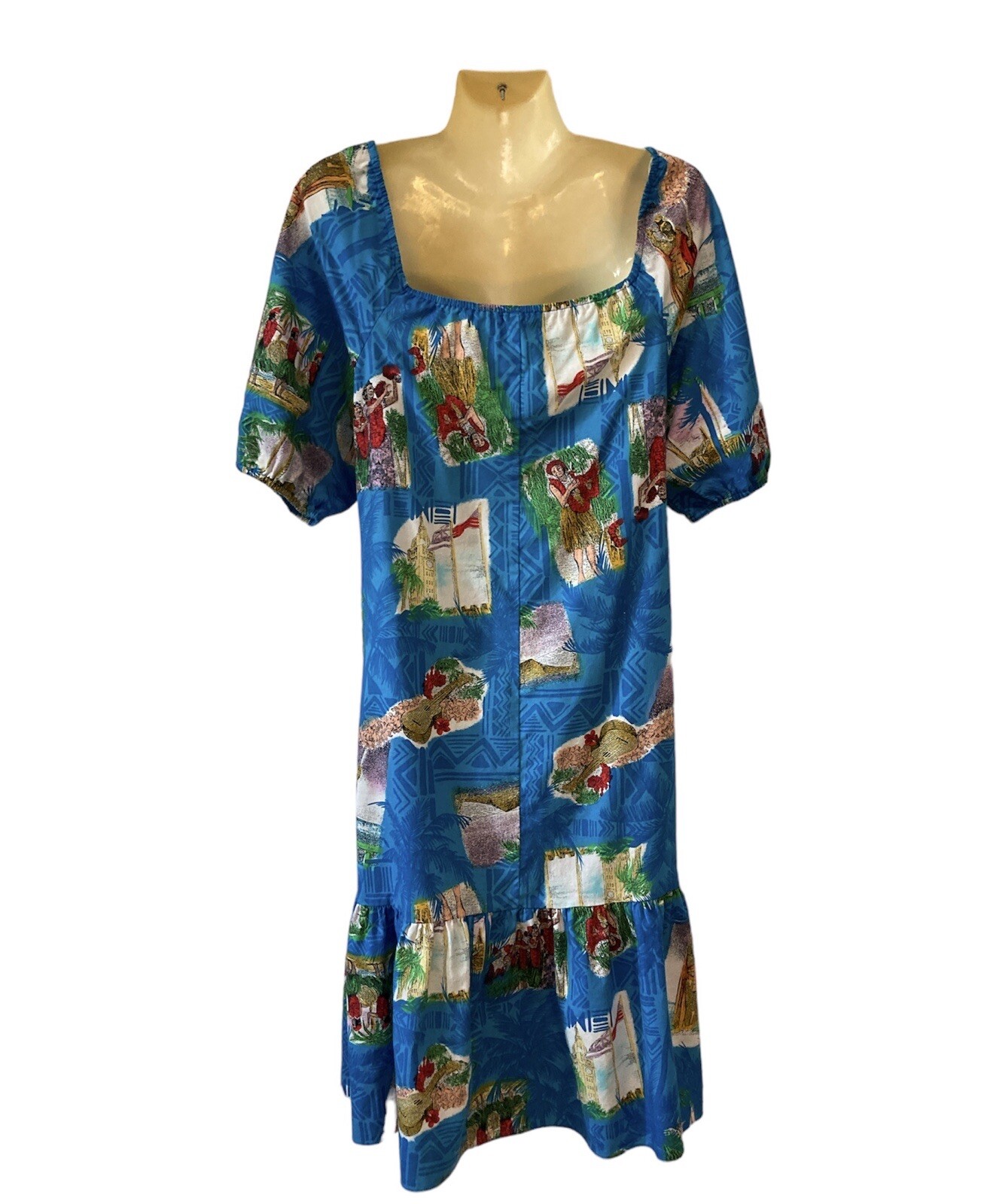 Hilo Hattie Hawaii MuMu Dress Vintage Beach Luau Native Hawaiian Print Small