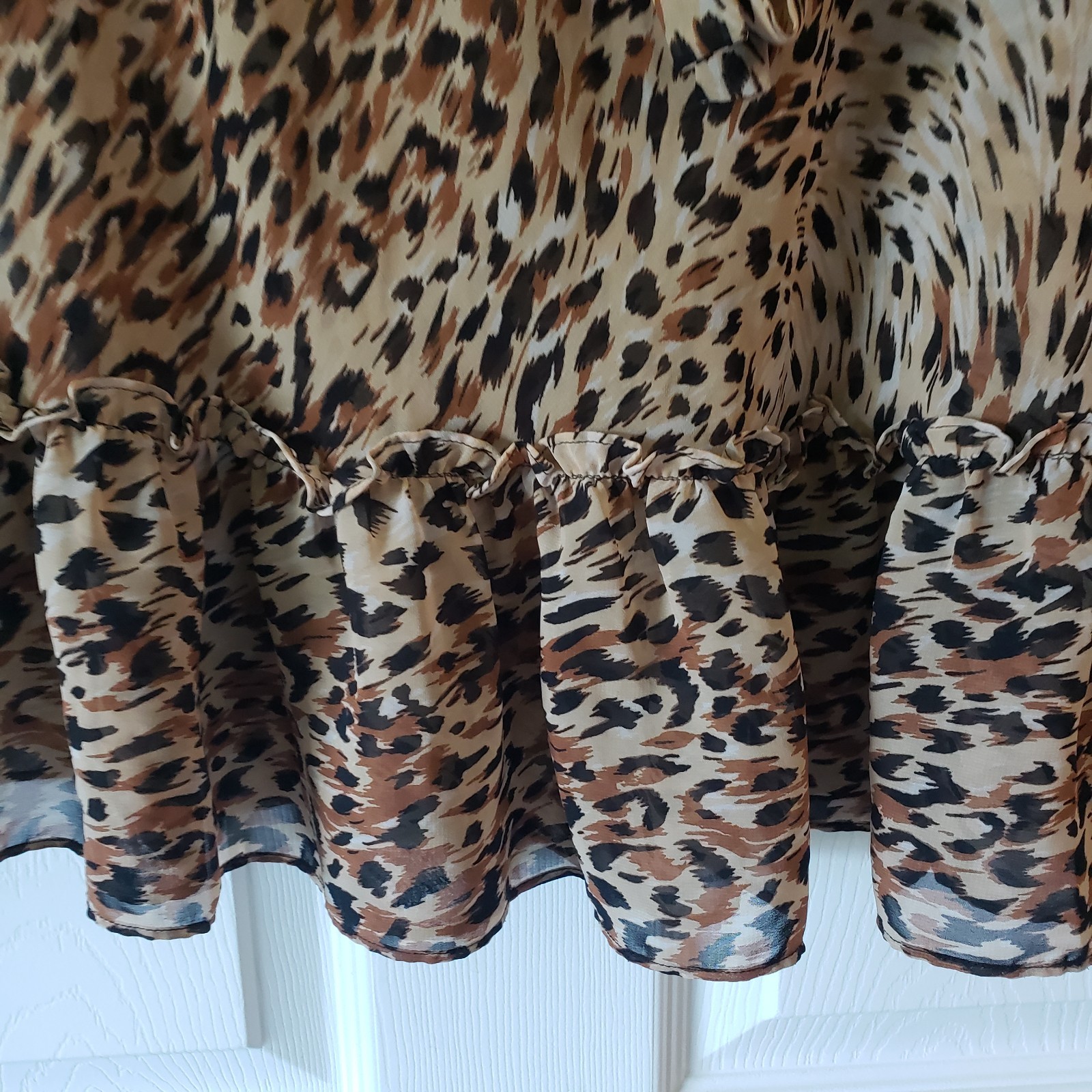 Betsey Johnson Intimates Milk Maid Ruffle Leopard Dress Party Boho Medium