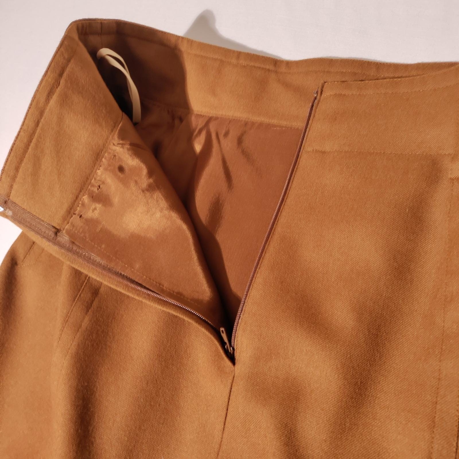 Mondi Vintage West Germany Pure Wool Pleated Skirt Camel Brown Sz 42 (31″ Waist)