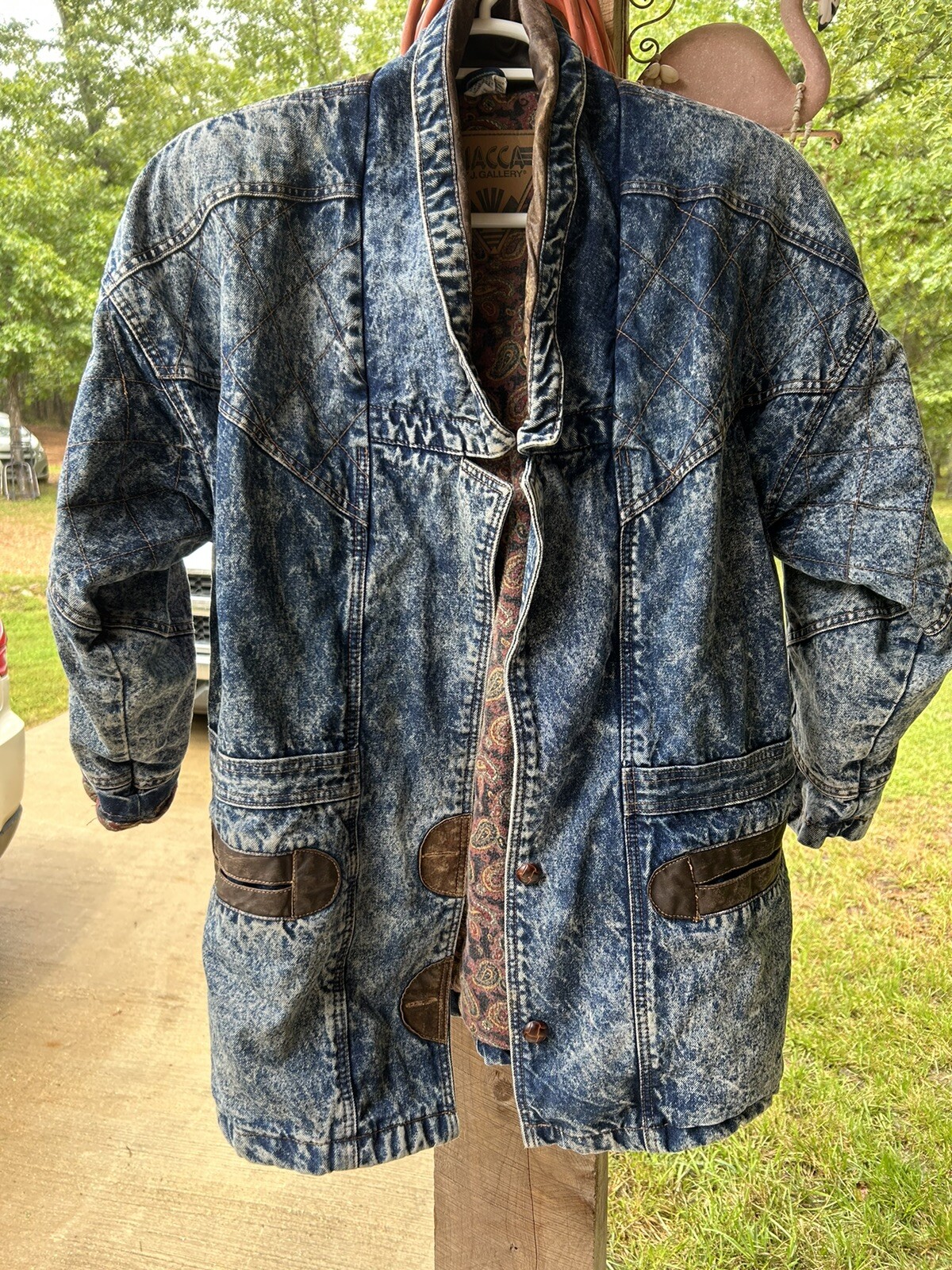 Vtg Y2K Farm Work Lined Warm Denim Farm Jacket Coat Size LG Women’s EUC