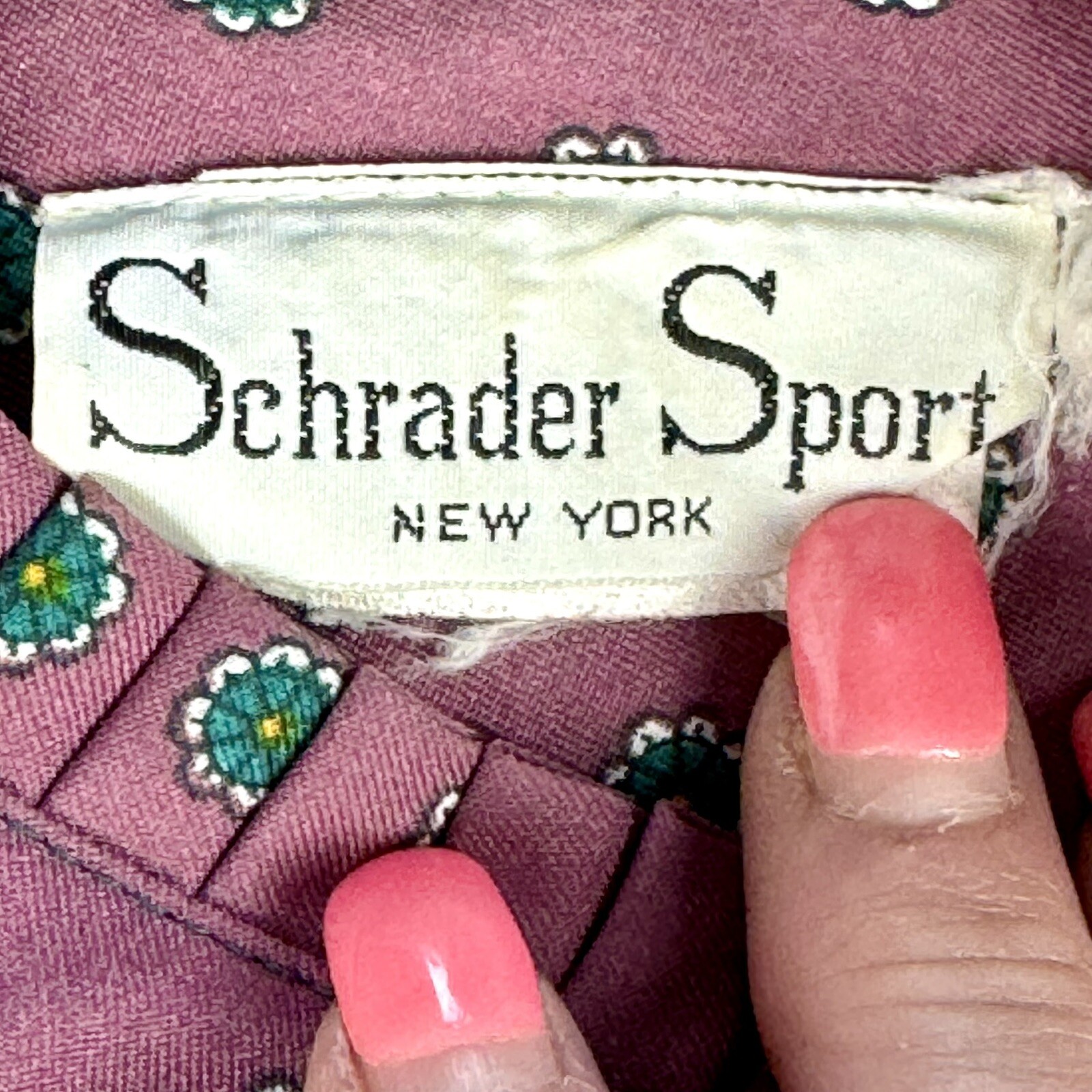 VTG Schrader Sport NY Satin Shirt Dress Ruffle Collar & Sleeves Purple Size 12