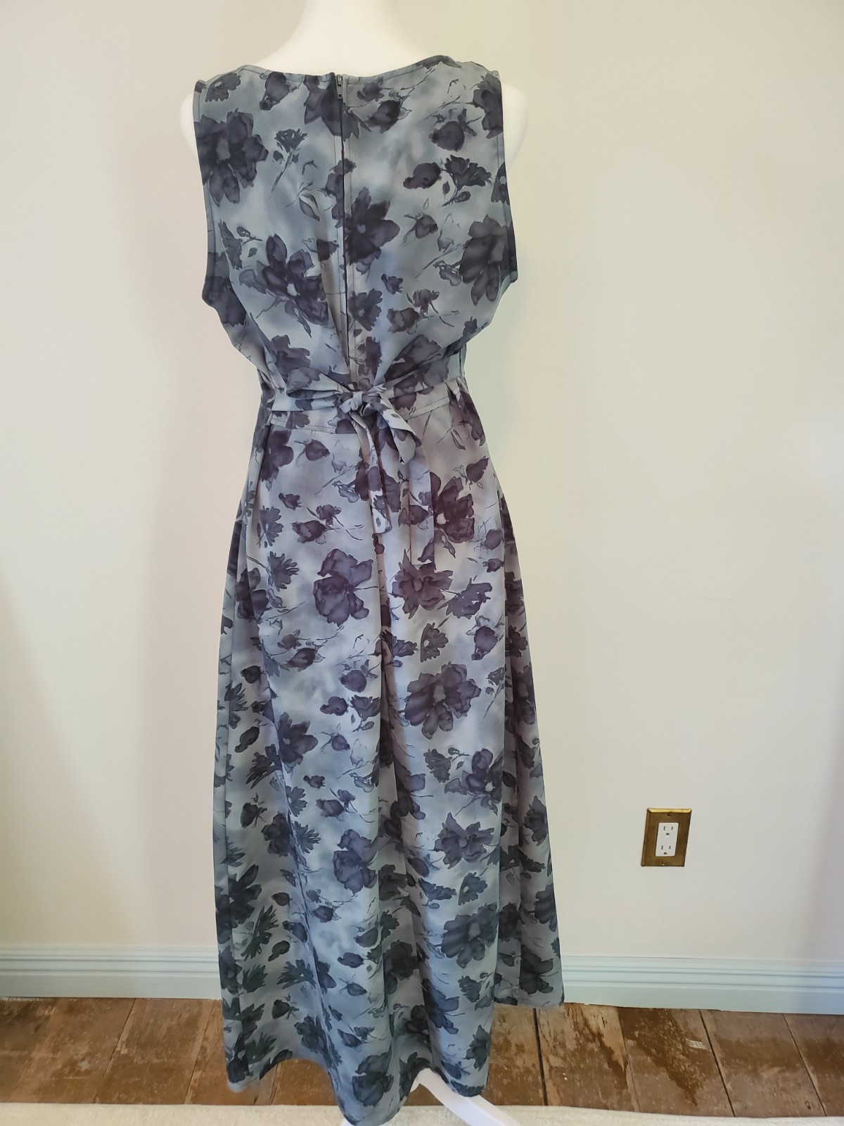 Vintage 90s/00s Westport Ltd Blue Watercolor Sheath Dress Tieback S10 M/L