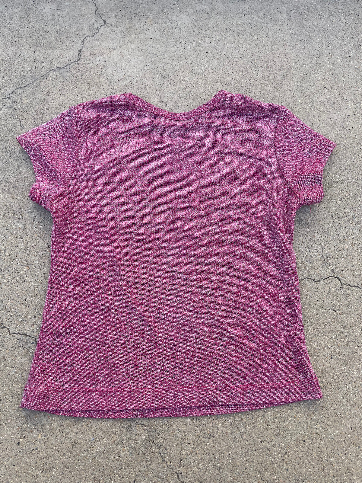 Vtg 90s Y2k Cyber Glitter Sparkle Pink Crop Top Amy Byer