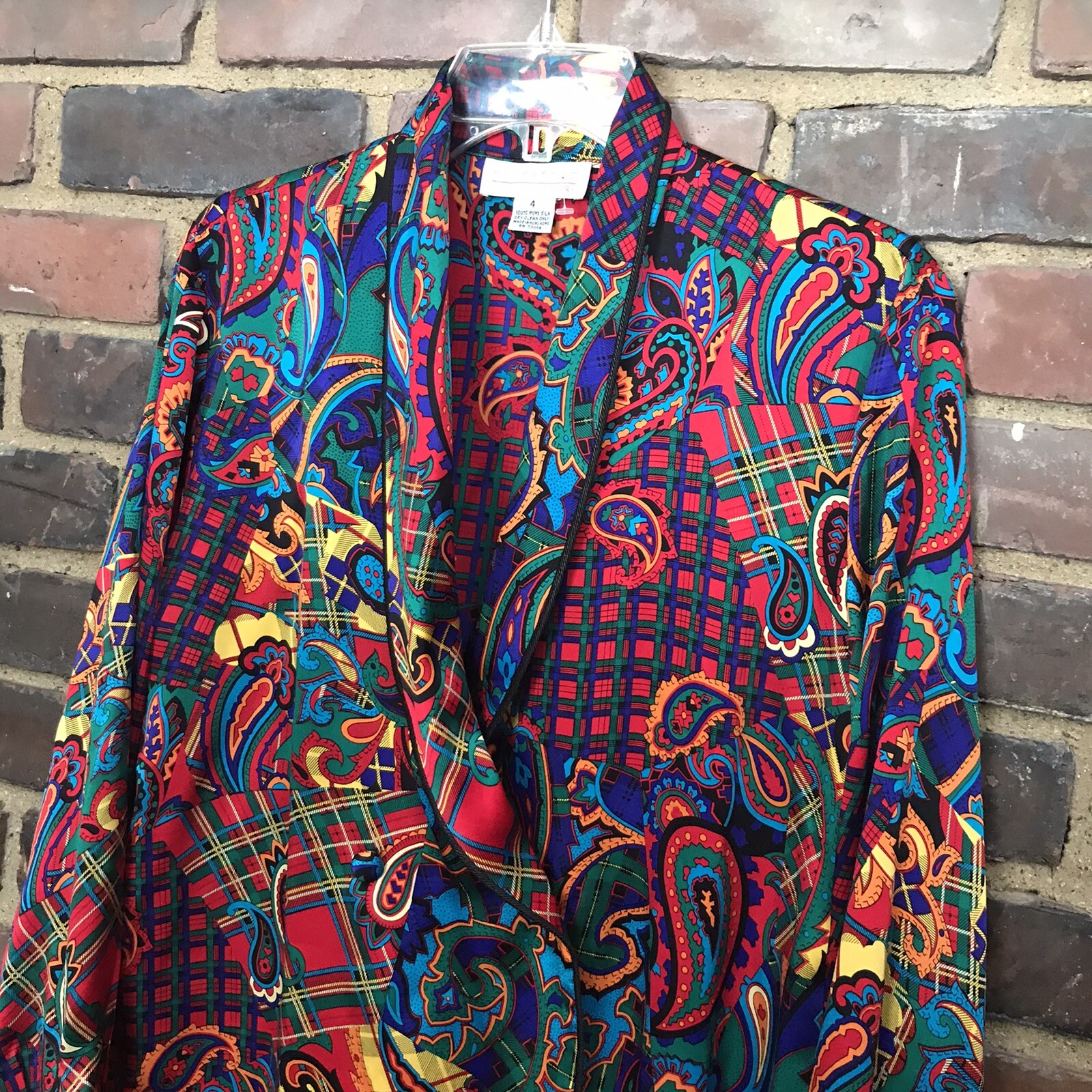 Vintage NORDSTROM Gallery Surplice Neckline Silk Top Blazer Size 4 -20” Chest
