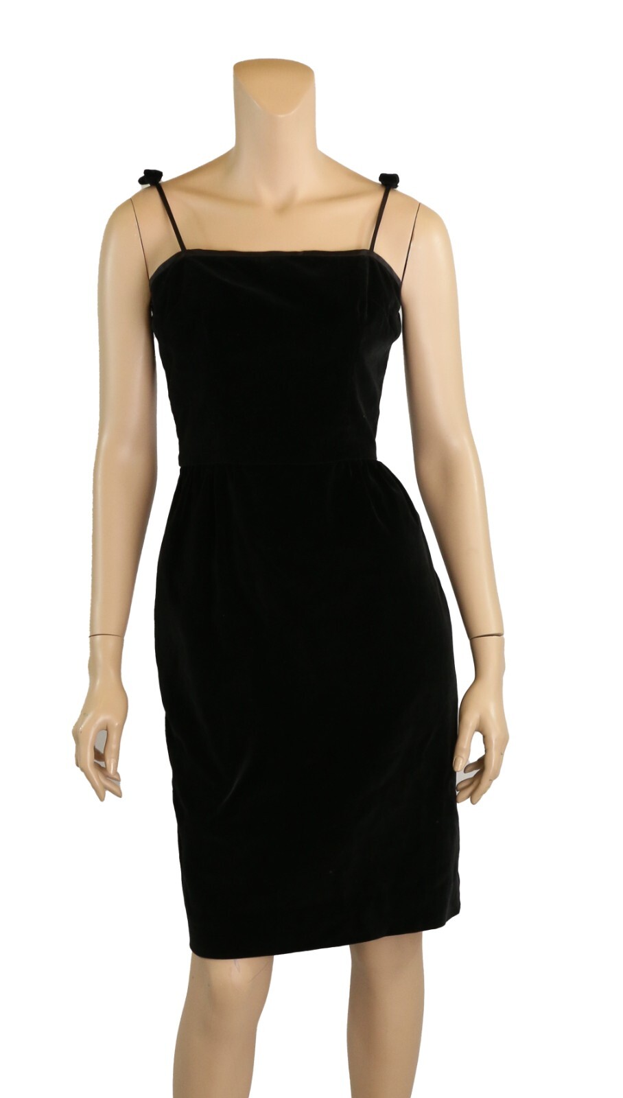 Helen Whiting Vintage 1950s 60s Black Velvet Pencil Cocktail Party Dress sz 11