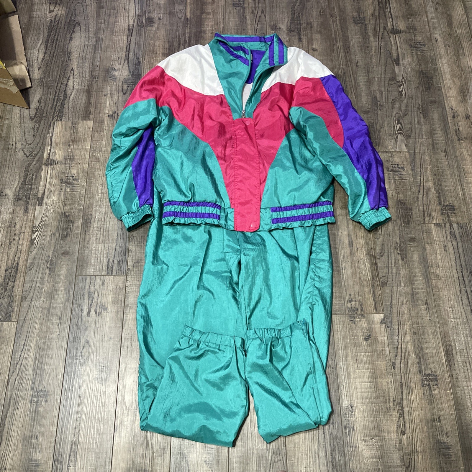 Vintage 80s 90s Lavon by Cheerful Corp Colorful Windbreaker Size Small Drawstrin