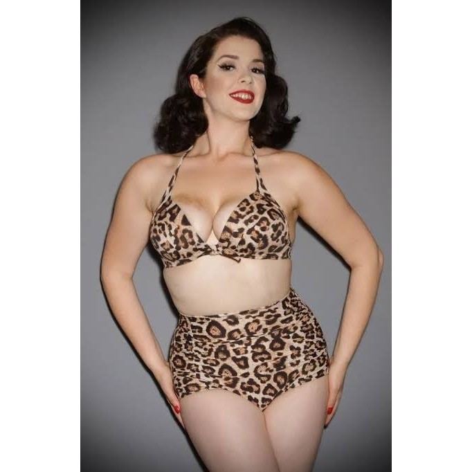NWT – Unique Vintage – Monroe Leopard Print Bikini Top Sz M *TOP ONLY*