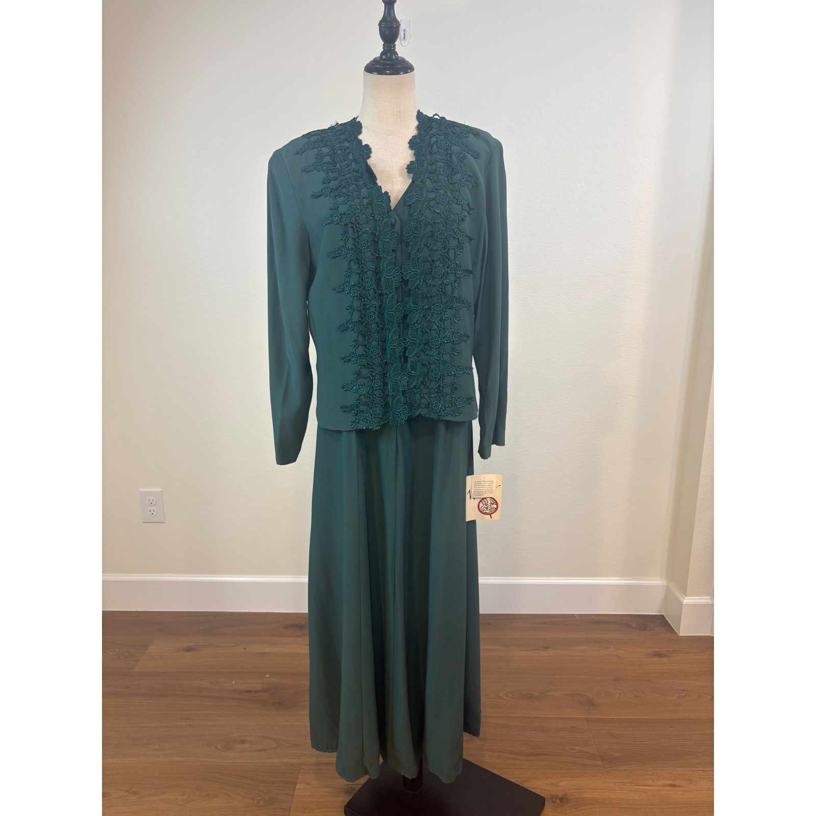 NWT Vtg 90s Wild Rose Dress Jacket 16 Green Lace Maxi Forest fairy whimsigoth