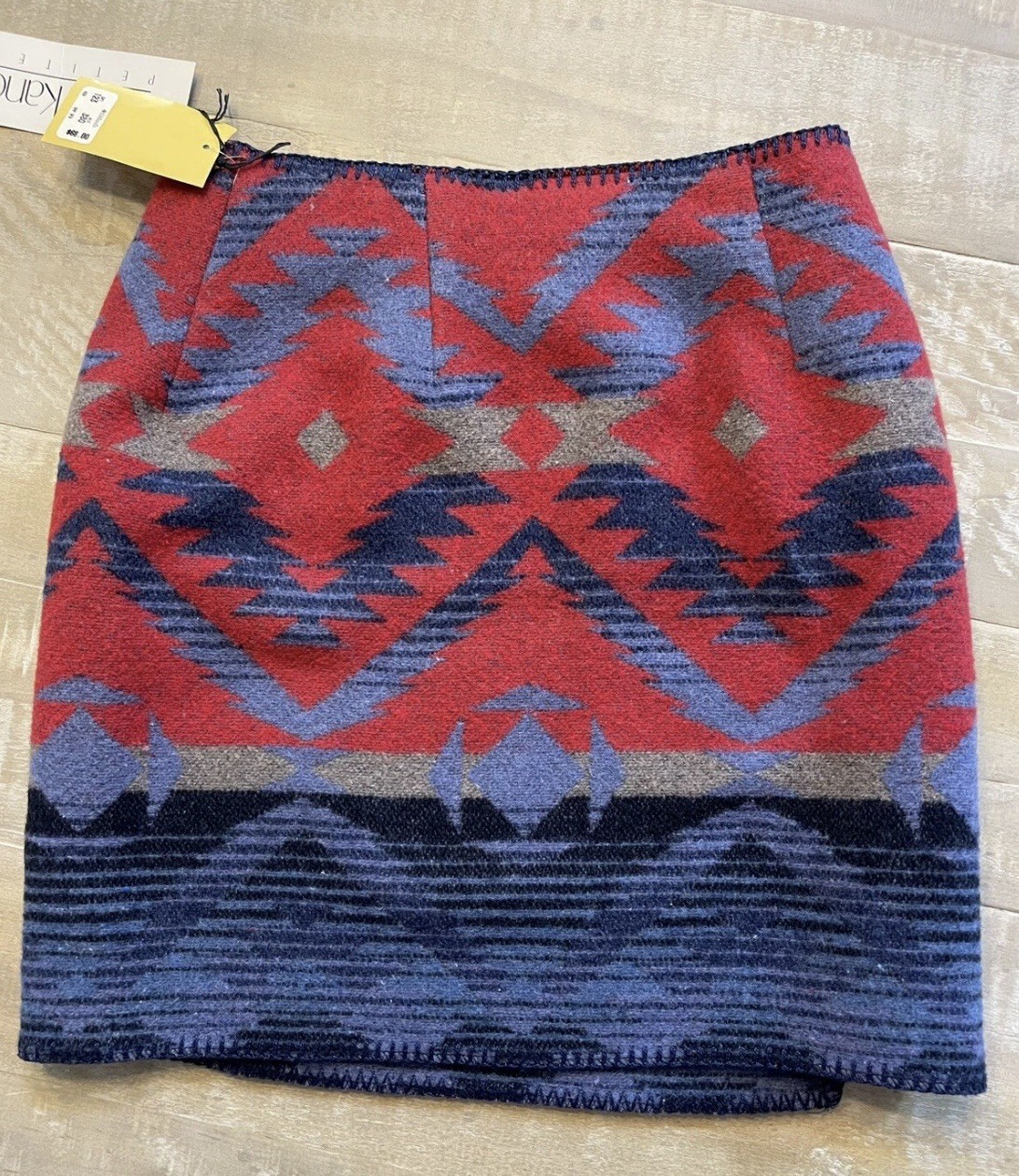 NEW OLD STOCK Vintage 90’s Wool Blend Southwestern Aztec Wrap Skirt Small Petite