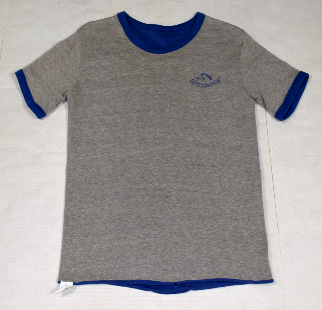 Vintage Jordache Reversible T-Shirt Ringer Size S 70s Blue Gray Horsehead Logo