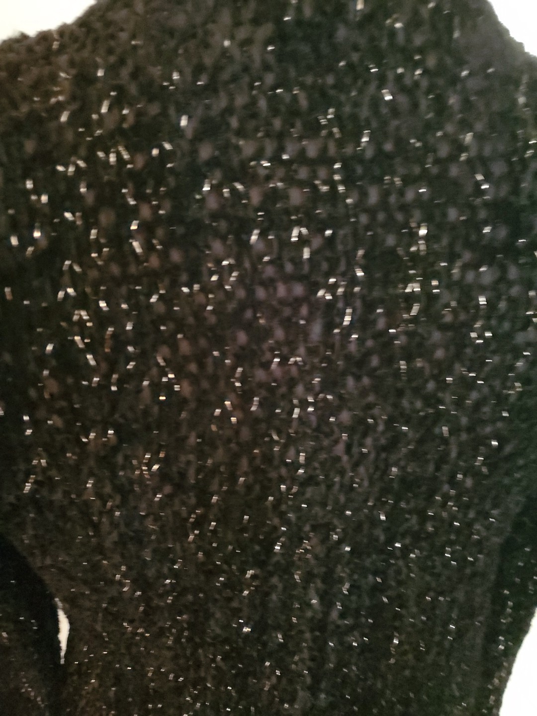 VINTAGE ESTELLE GRACER Handwoven Artisan Black Sparkle Cardigan Sweater 1991
