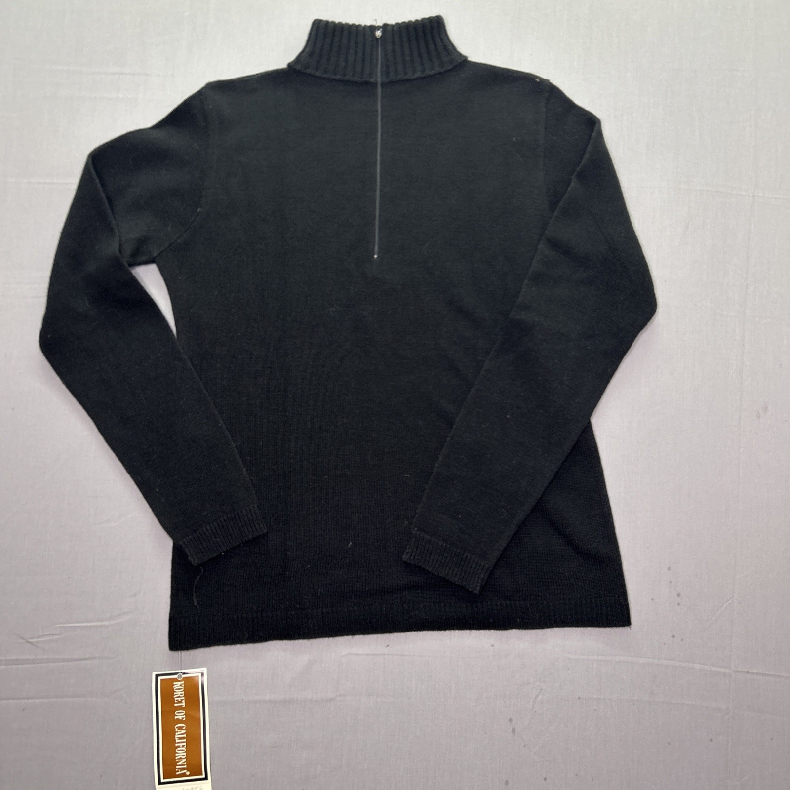 TRUE NOS Vintage 60s 70s Koret of California Zip Neck Sweater XL Talon Acrilan