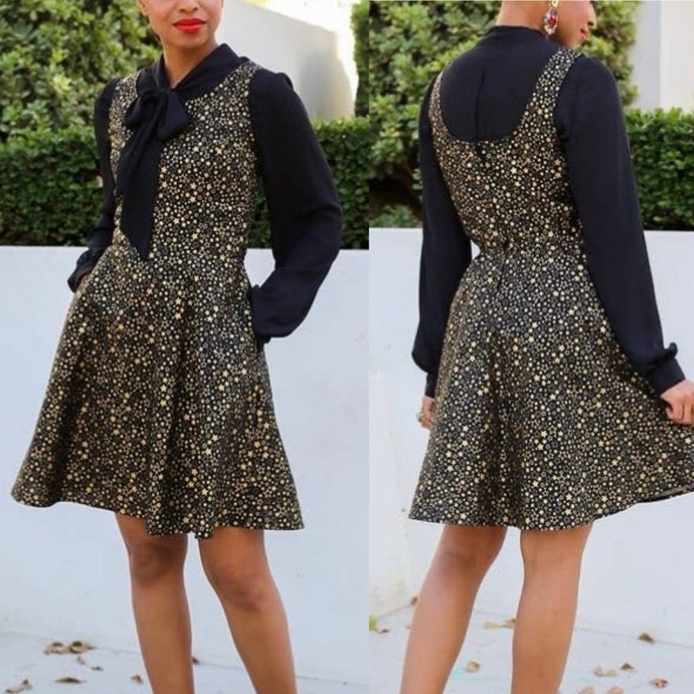 Gold Star Skater Dress – Retrolicious Modcloth Cotton Pockets