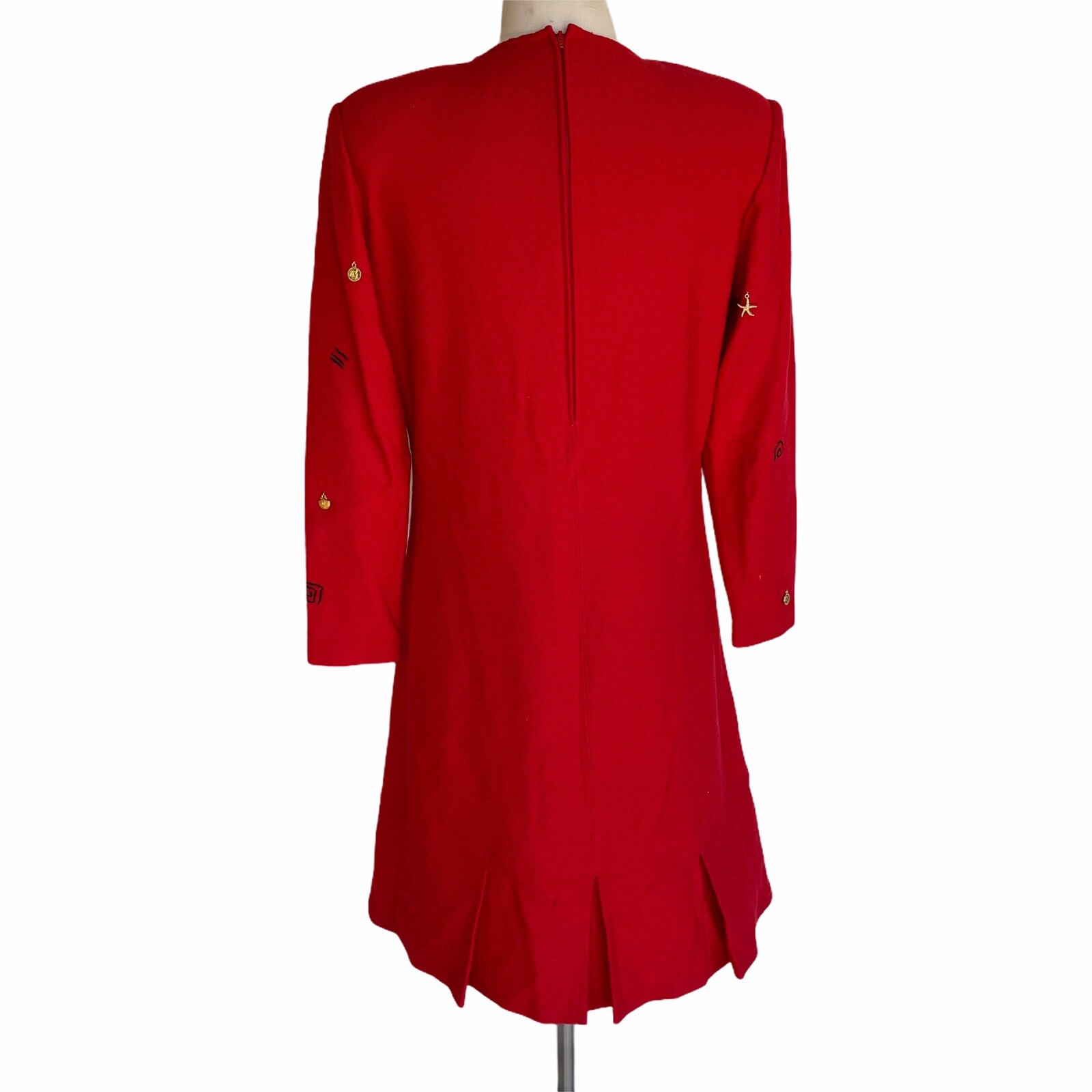 Vintage CIAO LTD Knit Dress Women’s Size M Red Long Sleeve Zip Seashells