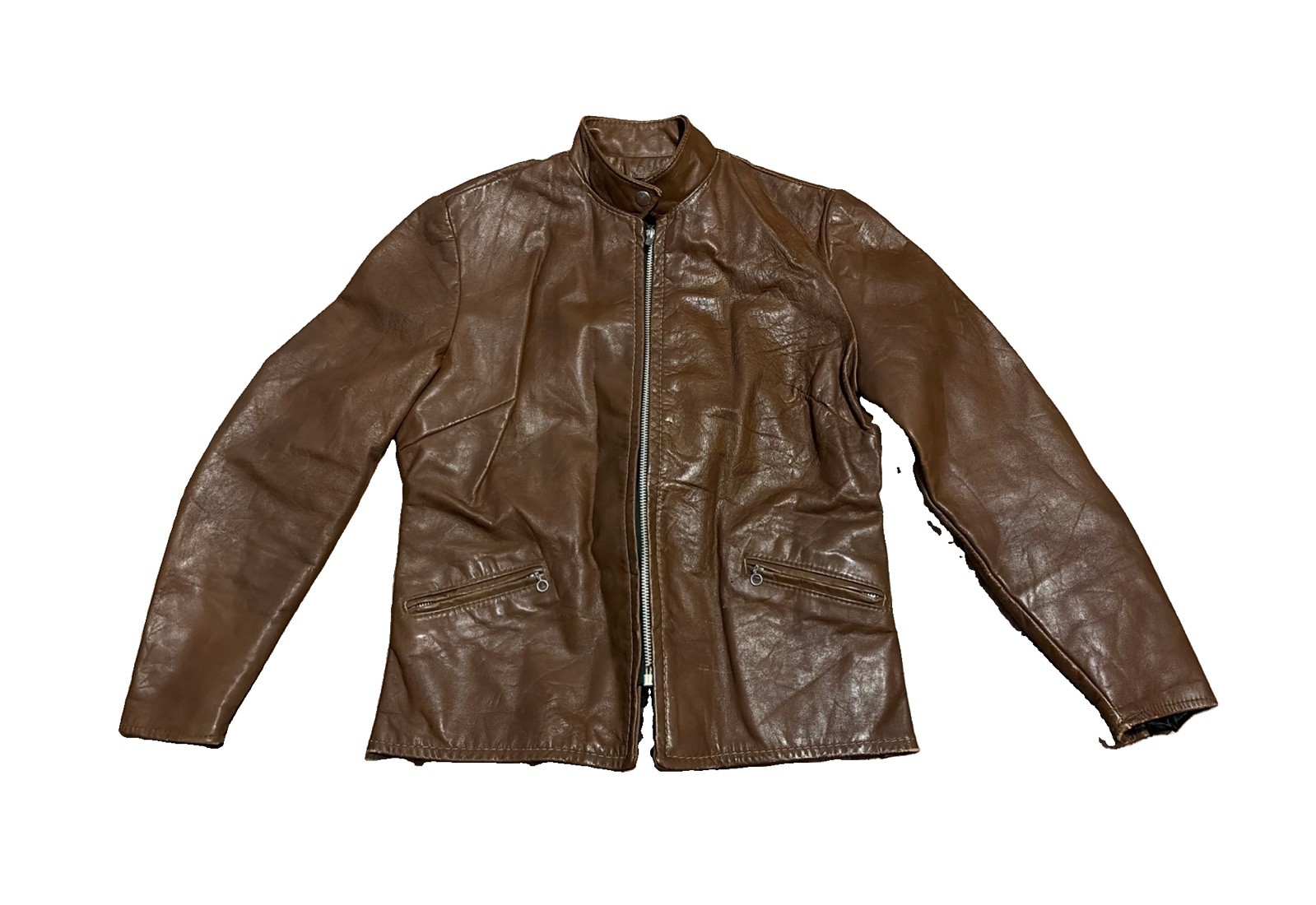 Vintage 60s Kehoe Leathers Steerhide Jacket Cafe Racer Brown Women 12 Motorcycle