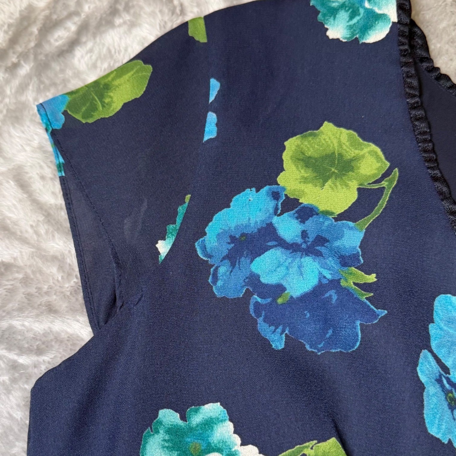 Vintage CDC Evening Caren Desiree Womens Size 8 Floral Maxi Dress Navy Blue Boho