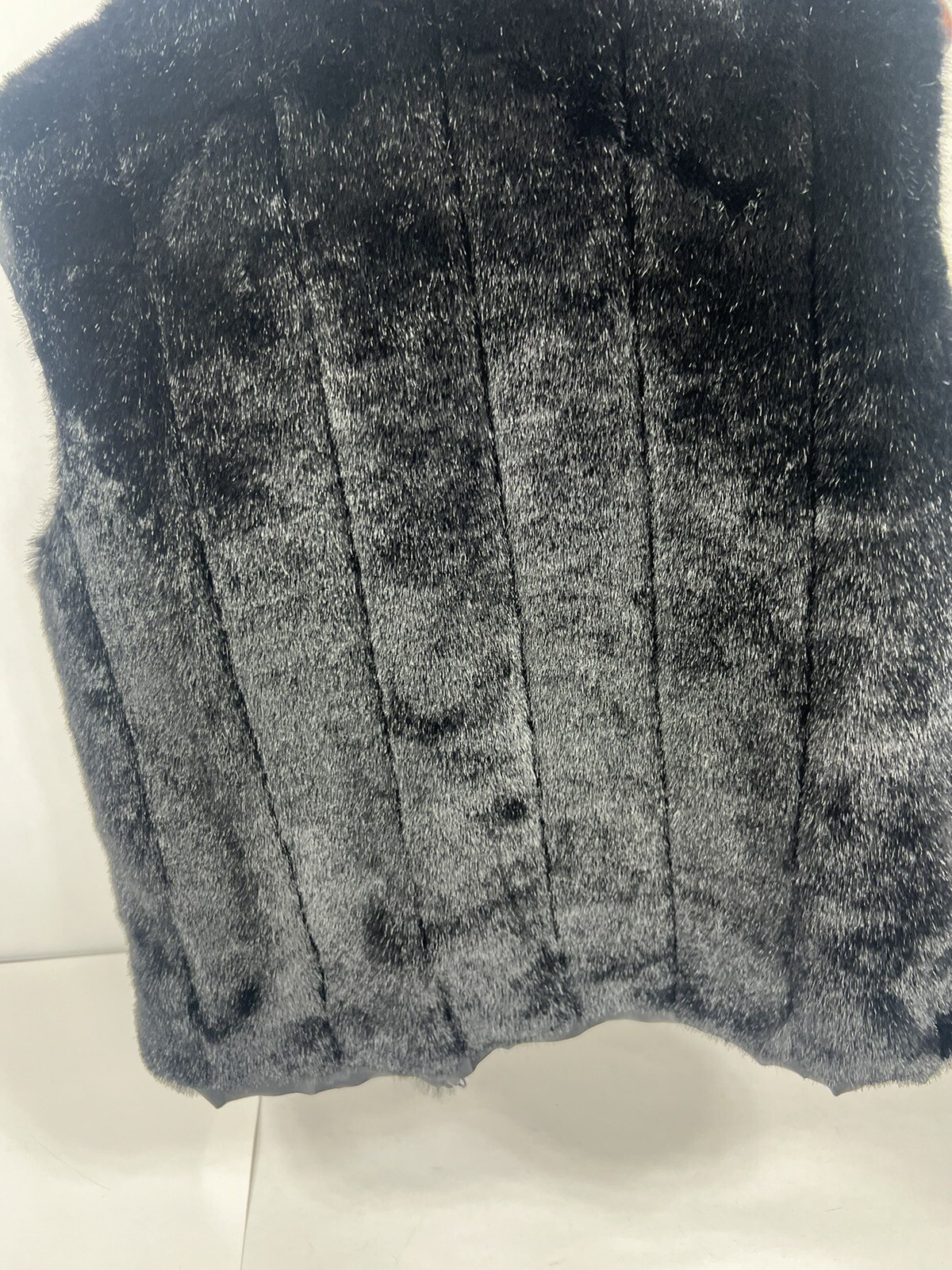 VINTAGE Classic Duffel Outdoor Faux Fur Vest Black Vtg Mob Wife