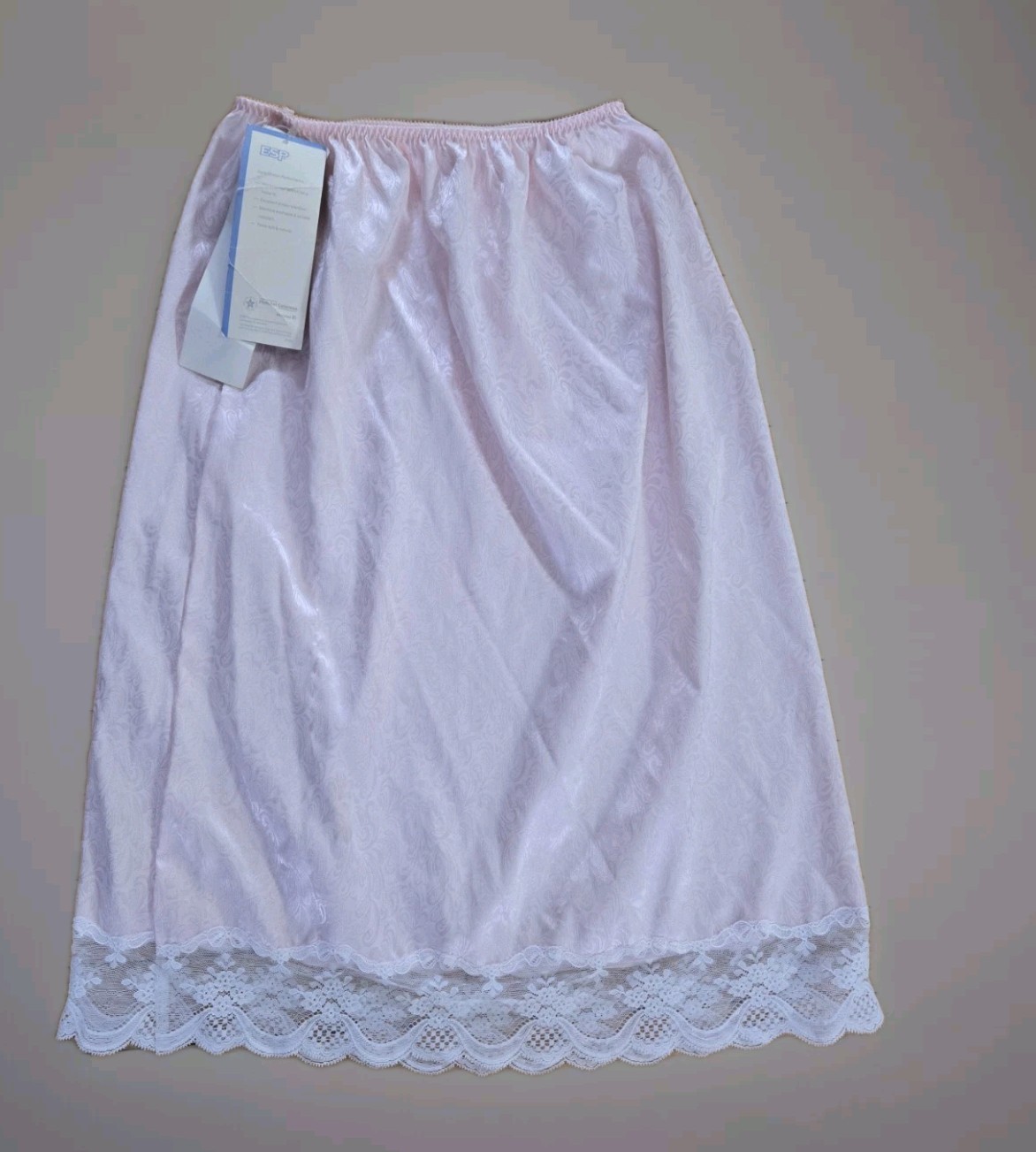 Vintage Wondermaid Extra Stretch Pink Paisley Pattern Lace Half Slip NWT Size LG