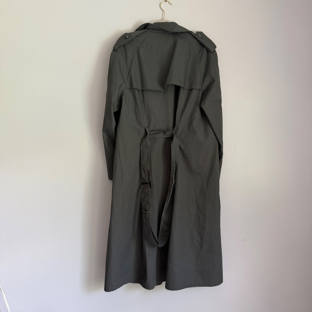 Vintage Double Breasted Trench Coat Grey Size 12 Regular Long Belted