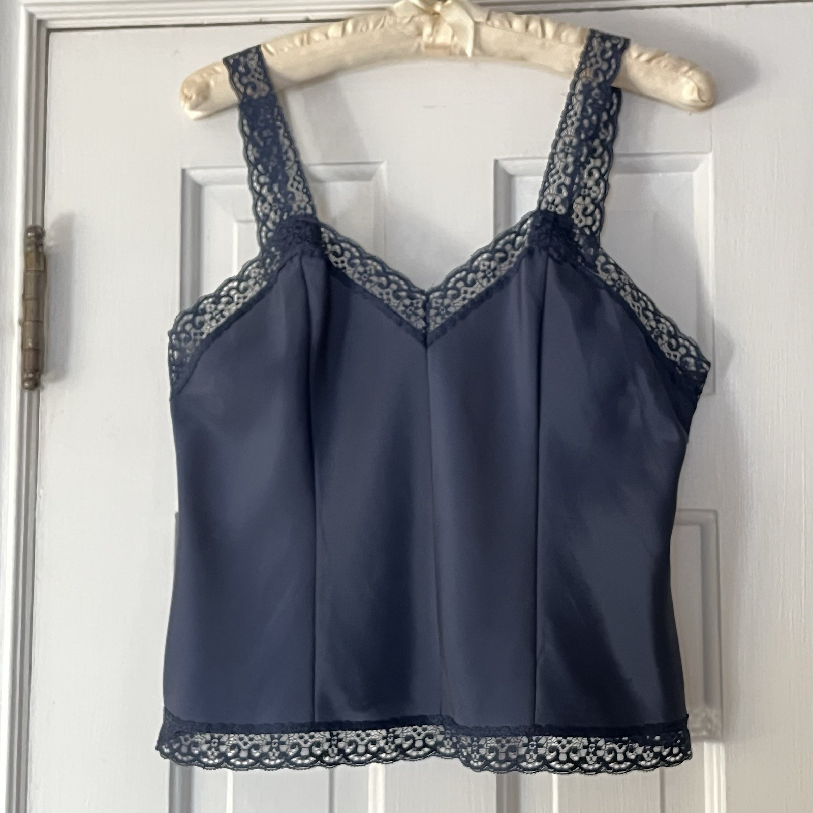 Farr West Navy Lace Trimmed & Strapped Camisole Size Large