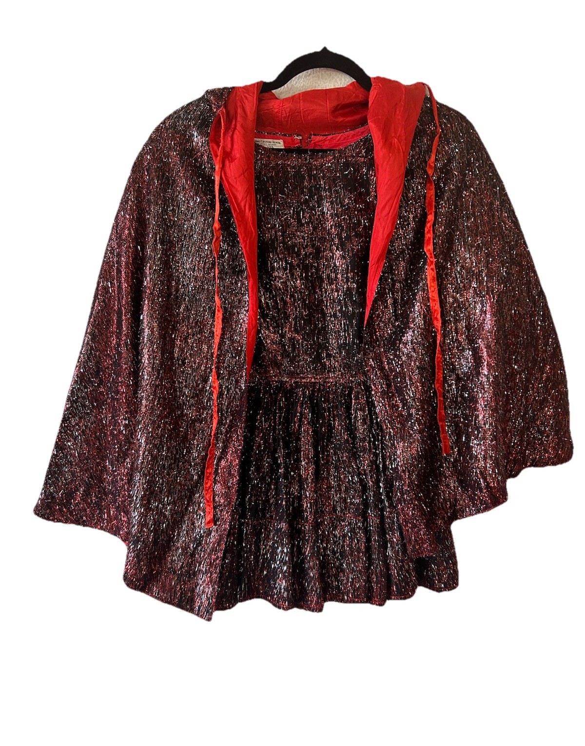 Vintage Williams Costume Metallic Mini Dress Cape Set XS/S Showgirl Burlesque