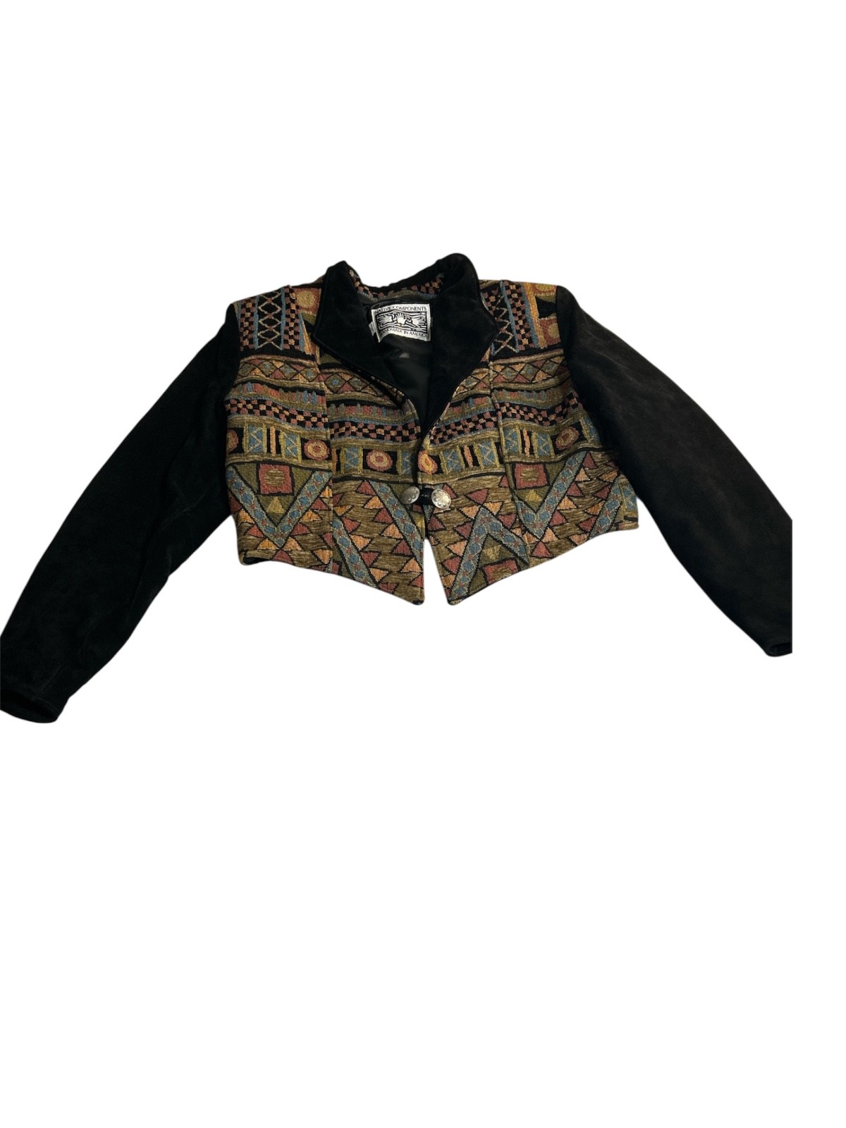 Vintage Native Components Handmade USA Southwestern Tapestry Jacket Large Velvet