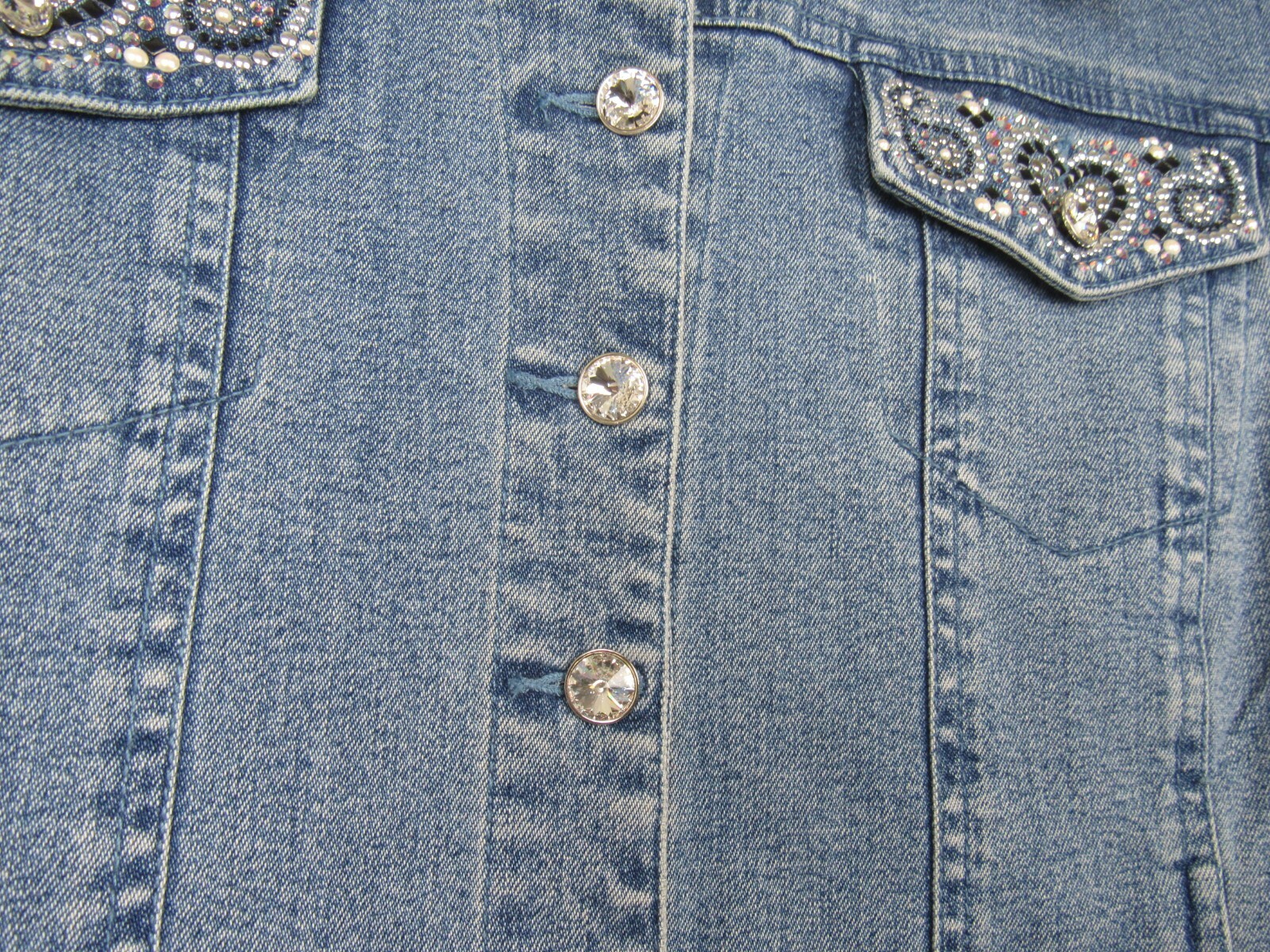 VTG 1990s CHRISTINE ALEXANDER SMALL JEAN JACKET BLING SWAROVSKI CRYSTALS