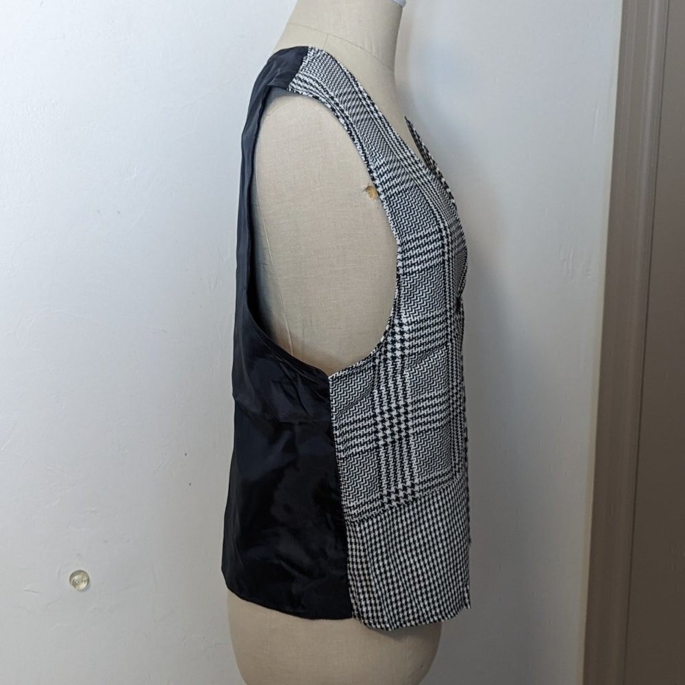Y2K 90’s Houndstooth Vest Checkered Friends Rachel Green Button Ska Vintage