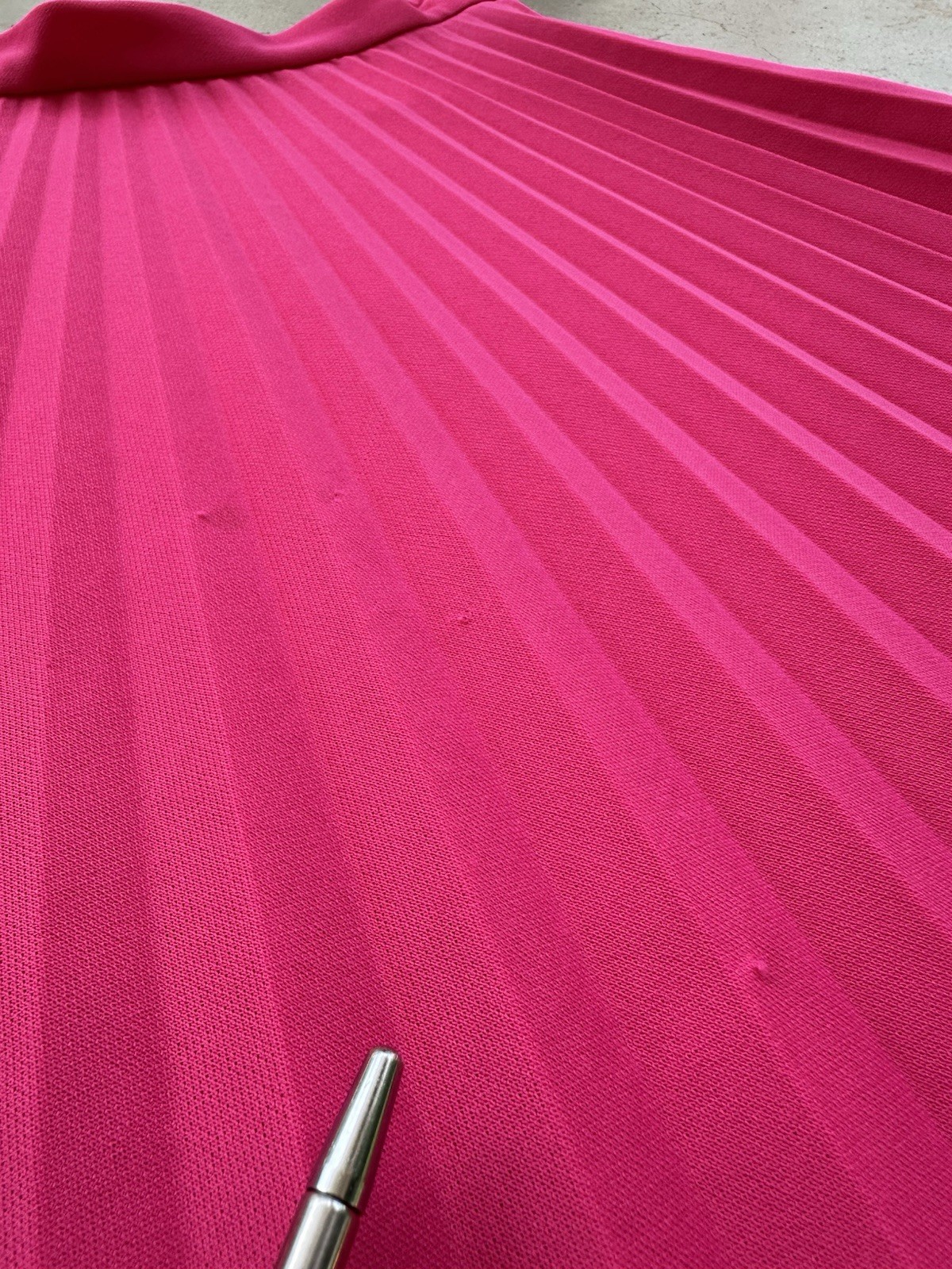 1970s Hot Pink Neon Knife Pleated Maxi Skirt Miss Shaheen Hawaii Resort S 6 VTG
