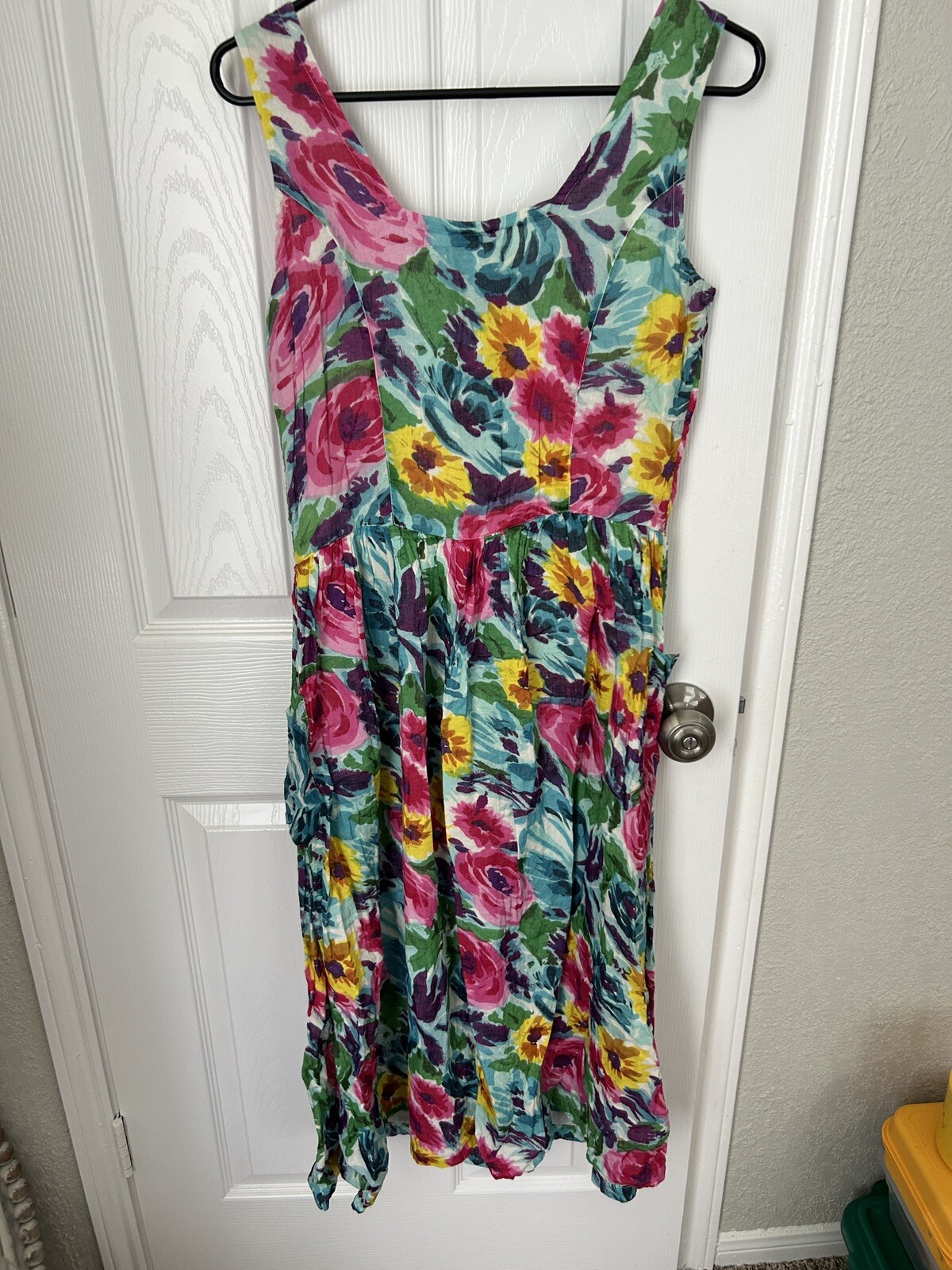 VTG Jasmine By KVM Boho Cottage 90s Dress Button Front Sleeveless Teacher Sz M