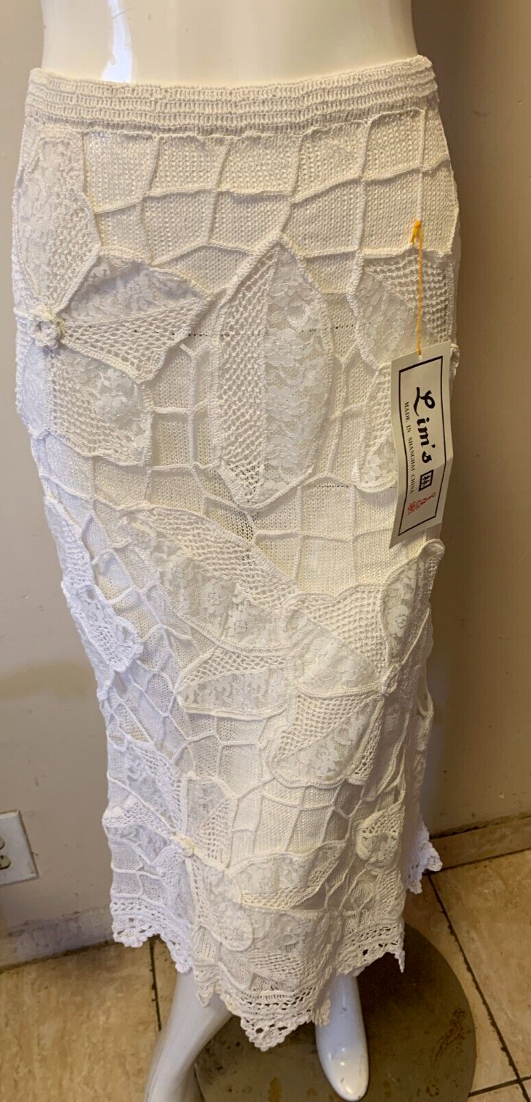 Lim’s 3 Piece Set White Jacket Top & Skirt Crochet Size S NWT