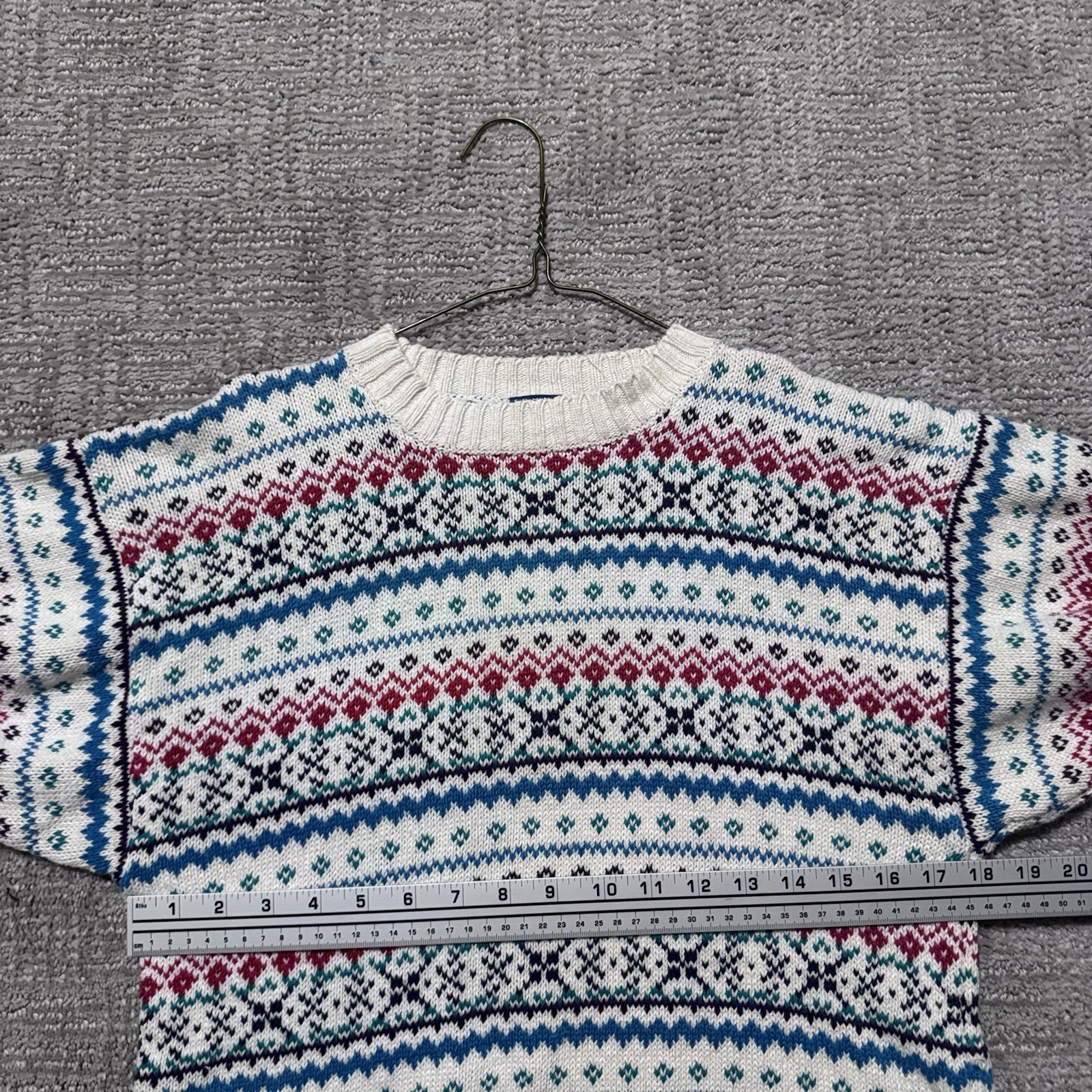 Vintage Tommy Hilfiger Knit Sweater Women’s Small White Striped Design Christmas