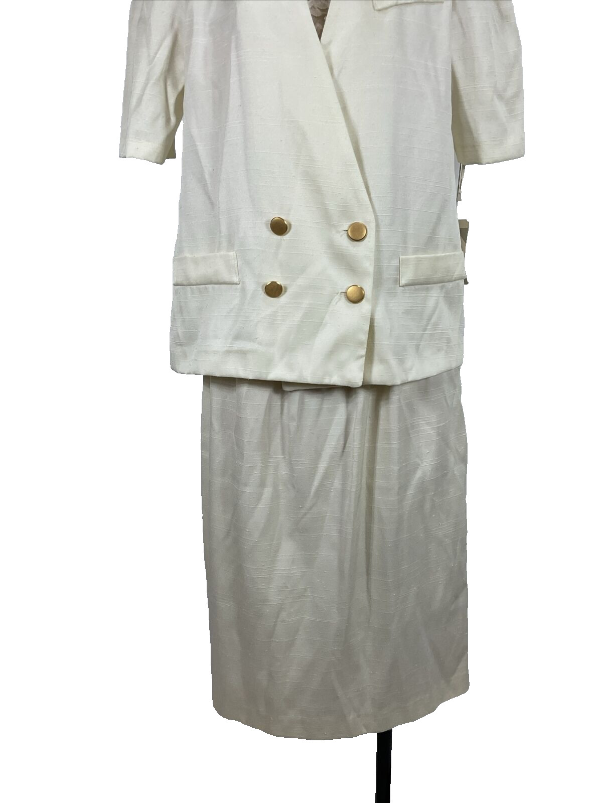 LORAC ORIGINAL Vintage Skirt Suit NWT Linen Like Puffy Shoulder Sleeve UNIONMADE
