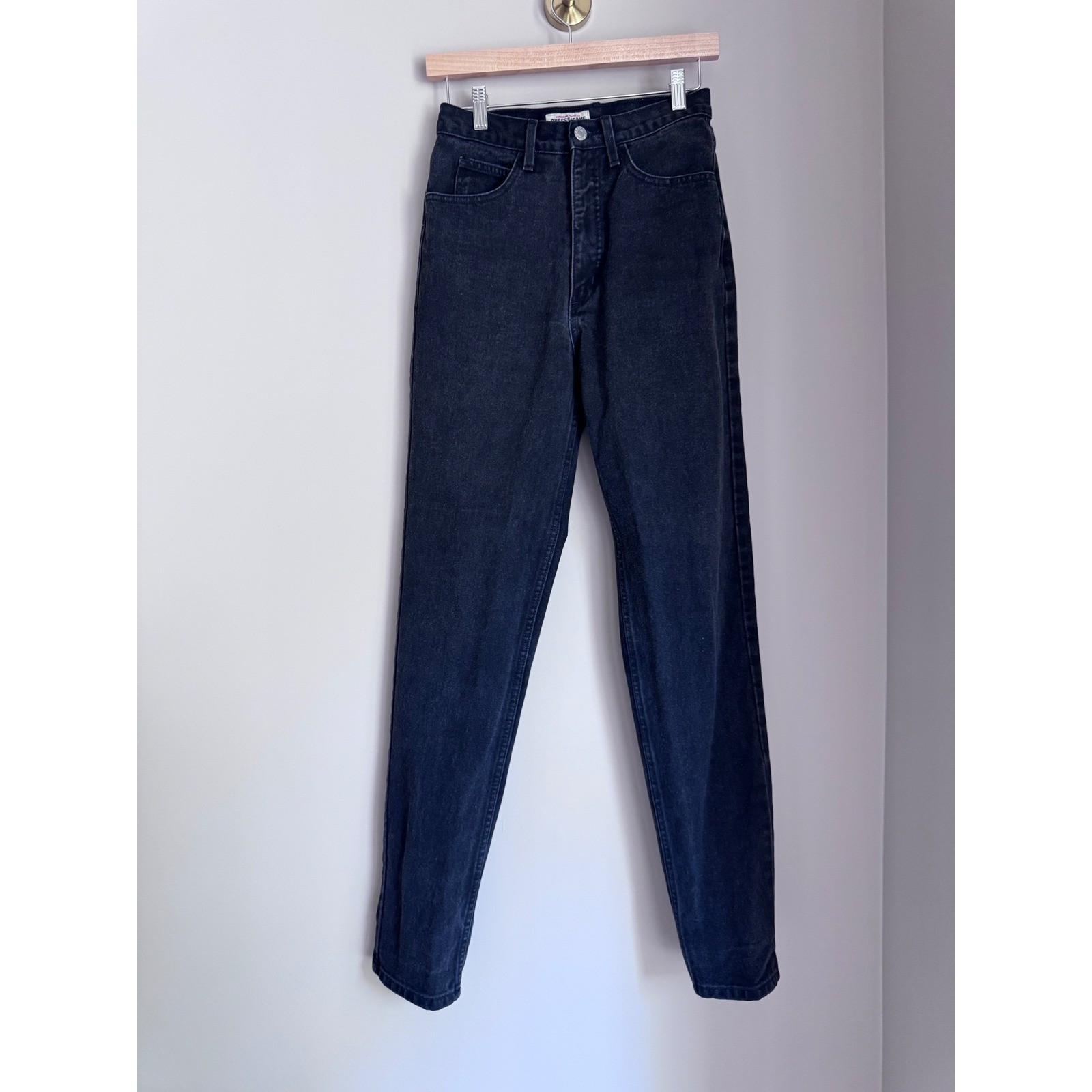 Vintage Guess Jeans Black High Rise Tapered Leg 100% Cotton Made in USA Retro