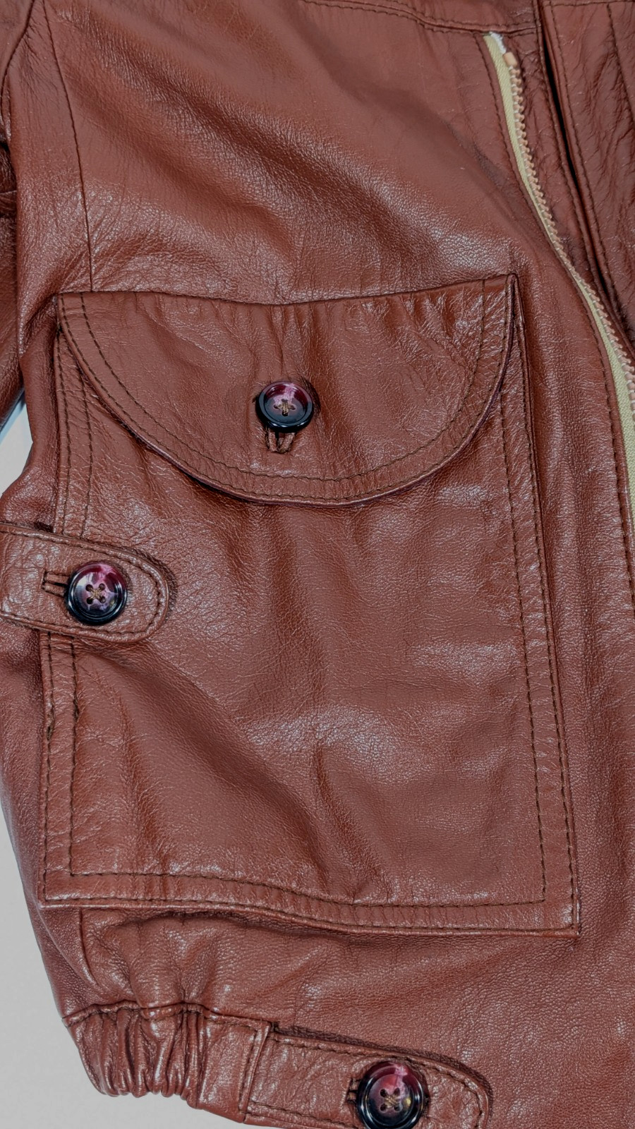 Vegas Martin Bernard leather jacket women size small cognac brown vintage 1970s