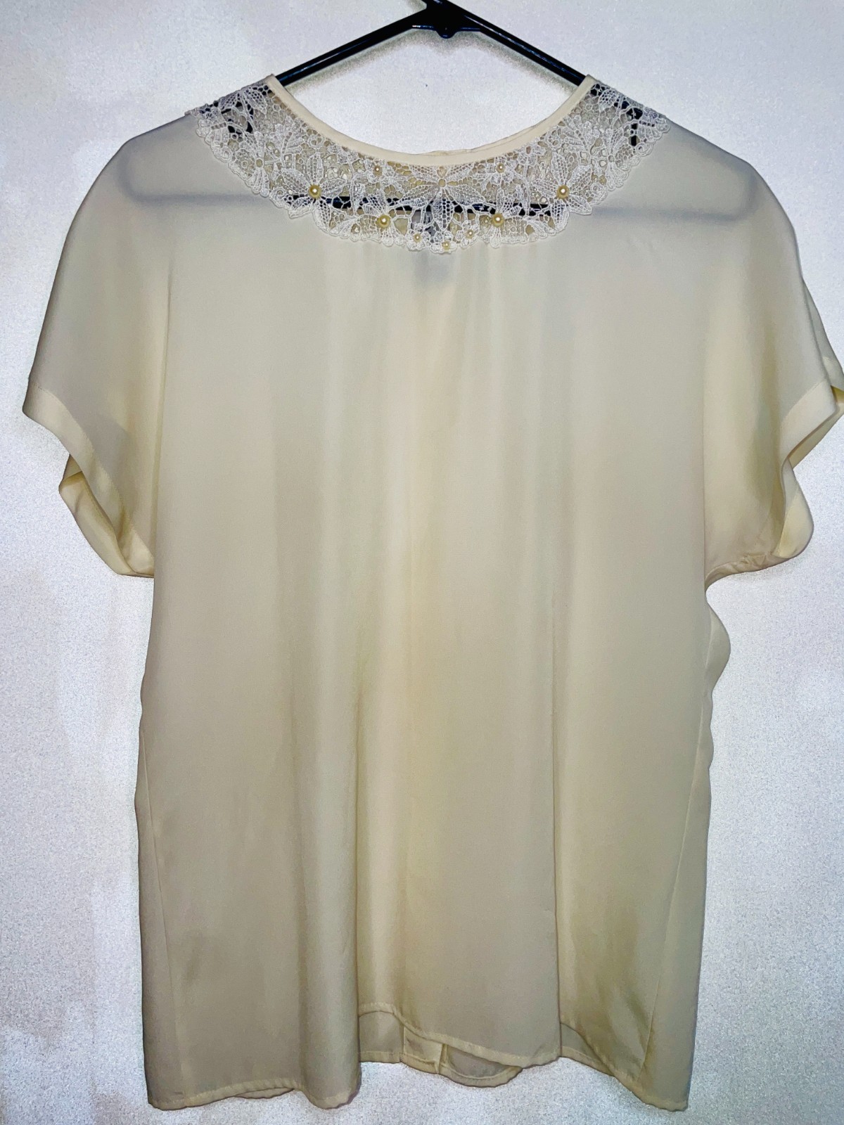 Vintage San Andre 1993 Womens Size 8 Short Sleeve White Blouse Button Up Back