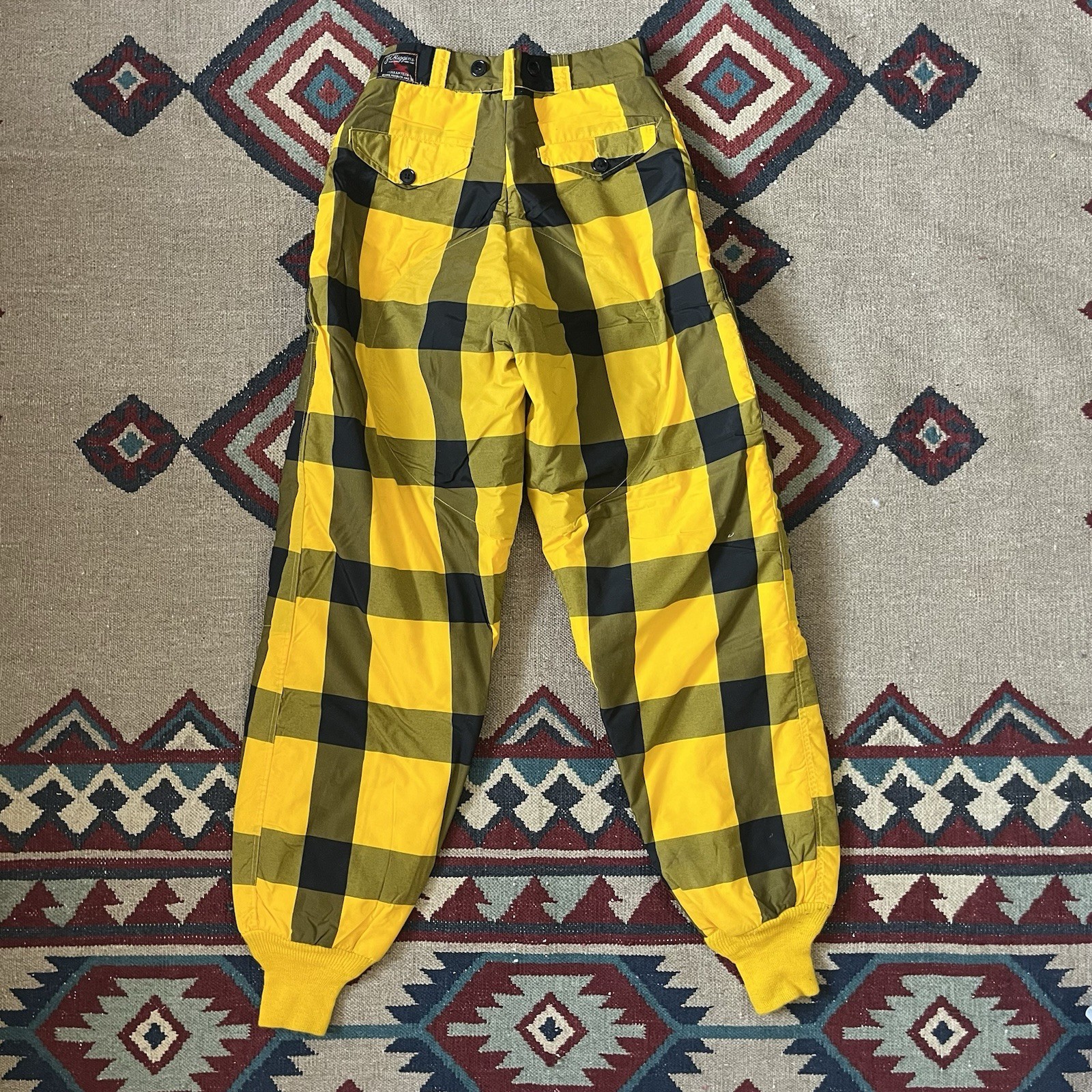 Vintage 50s JC Higgins Snow Winter Ski Pants Women’s 27×32 Yellow/Black Plaid